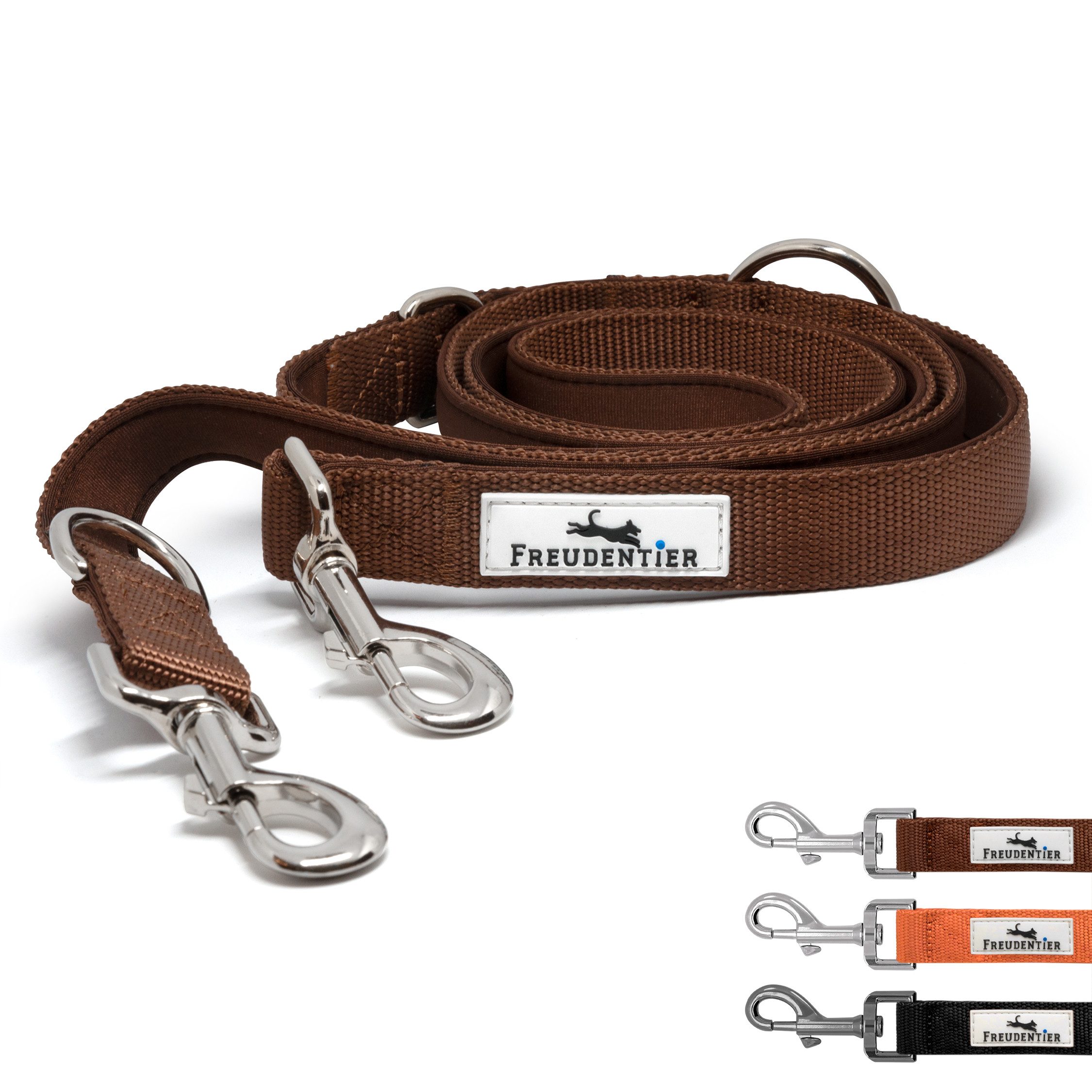 Freudentier Hundeleine 2m, verstellbar & gepolstert, Führleine aus Nylon, für mittelgroße & große Hunde