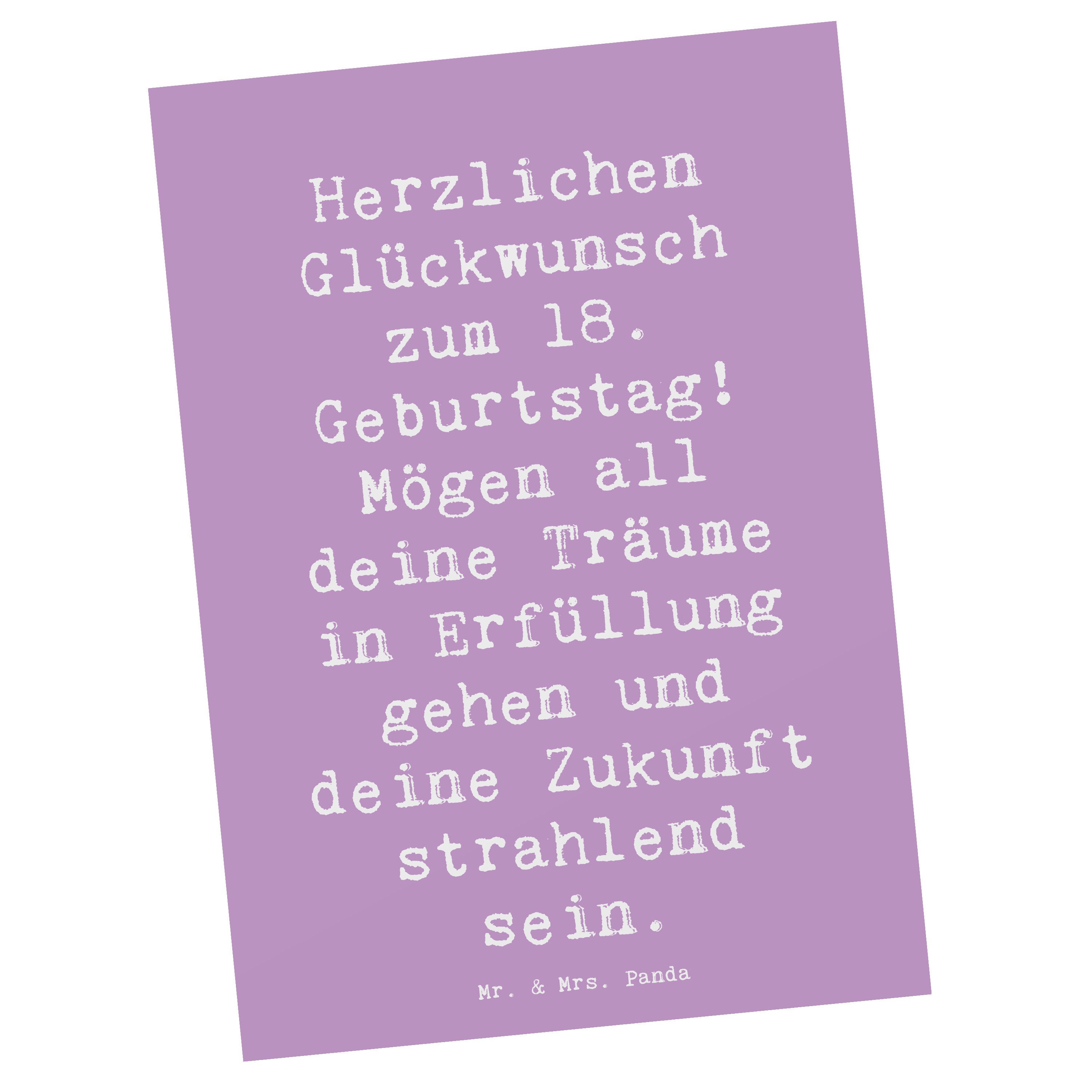 Mr. & Mrs. Panda Postkarte Spruch 18. Geburtstag Glückwunsch, Postkarte, Lavendeltraum, Ansichts, handgefertigte Produkte Happy Birthday Geburtstagsgeschenk