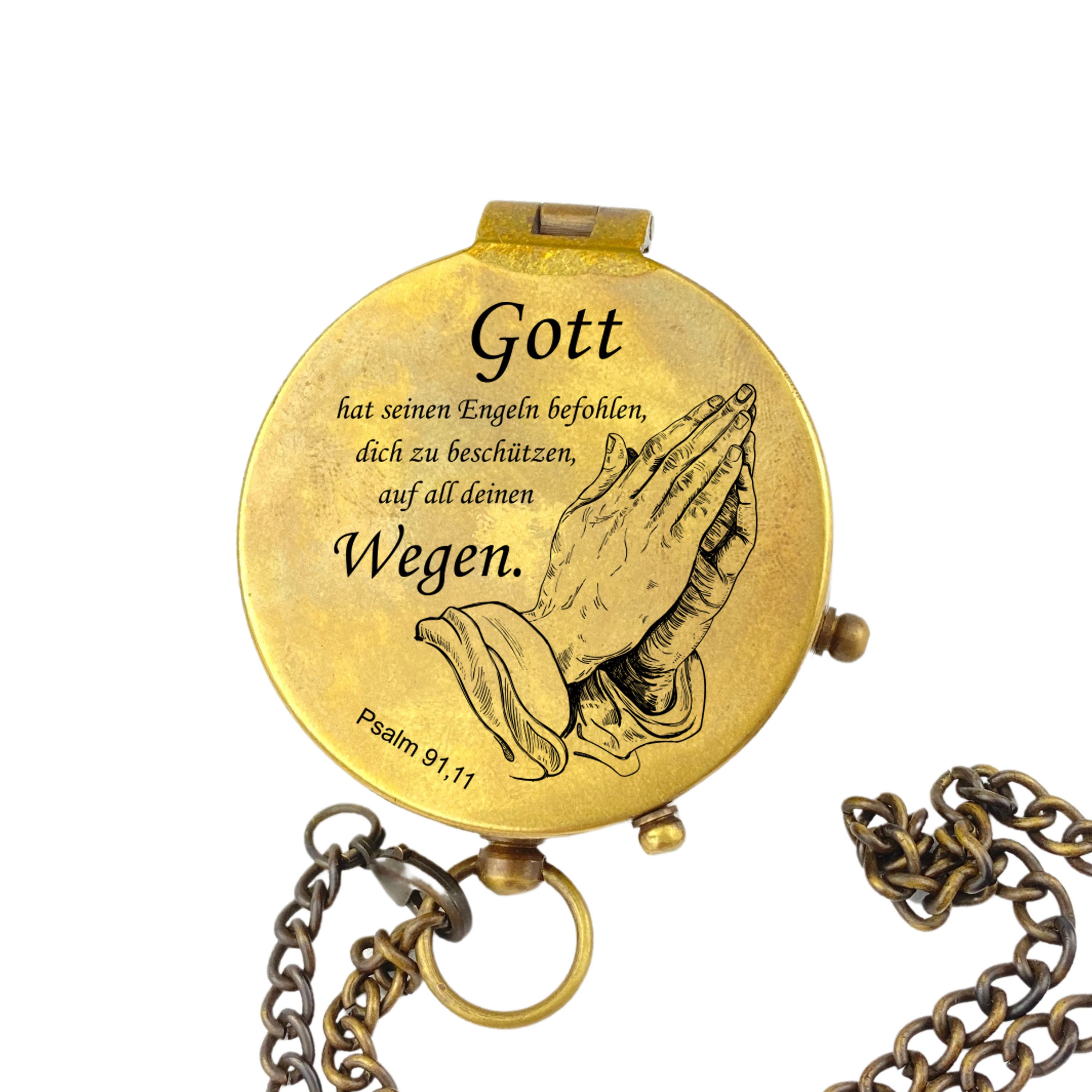 Lasernauten Kompass Kompass Vintage Optik mit Gravur auf dem Deckel verschiedene Motive, Kompass aus Messing in Vintage Optik