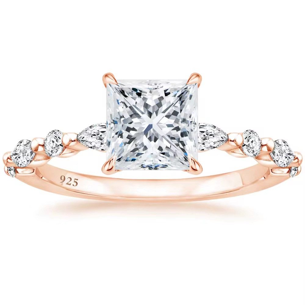 ROUGEMONT Silberring Eleganter Moissanit Damen Ring 925 Sterling Silber Gold Roségold, 925 sterling Silber