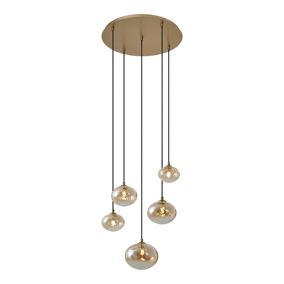 Qazqa Pendelleuchte Jia, ohne Leuchtmittel, Warmweiß, QAZQA Hängeleuchte, g9, gold, Stahl, Art Deco