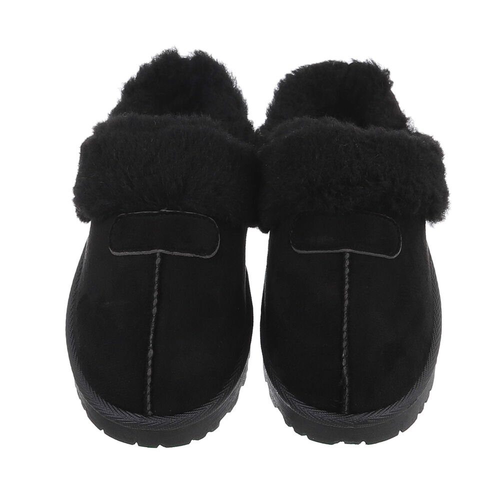 Ital-Design Damen Hausschuhe Freizeit Snowboots (84556789) Flach Hausschuhe in Schwarz – Bild 4 von 4