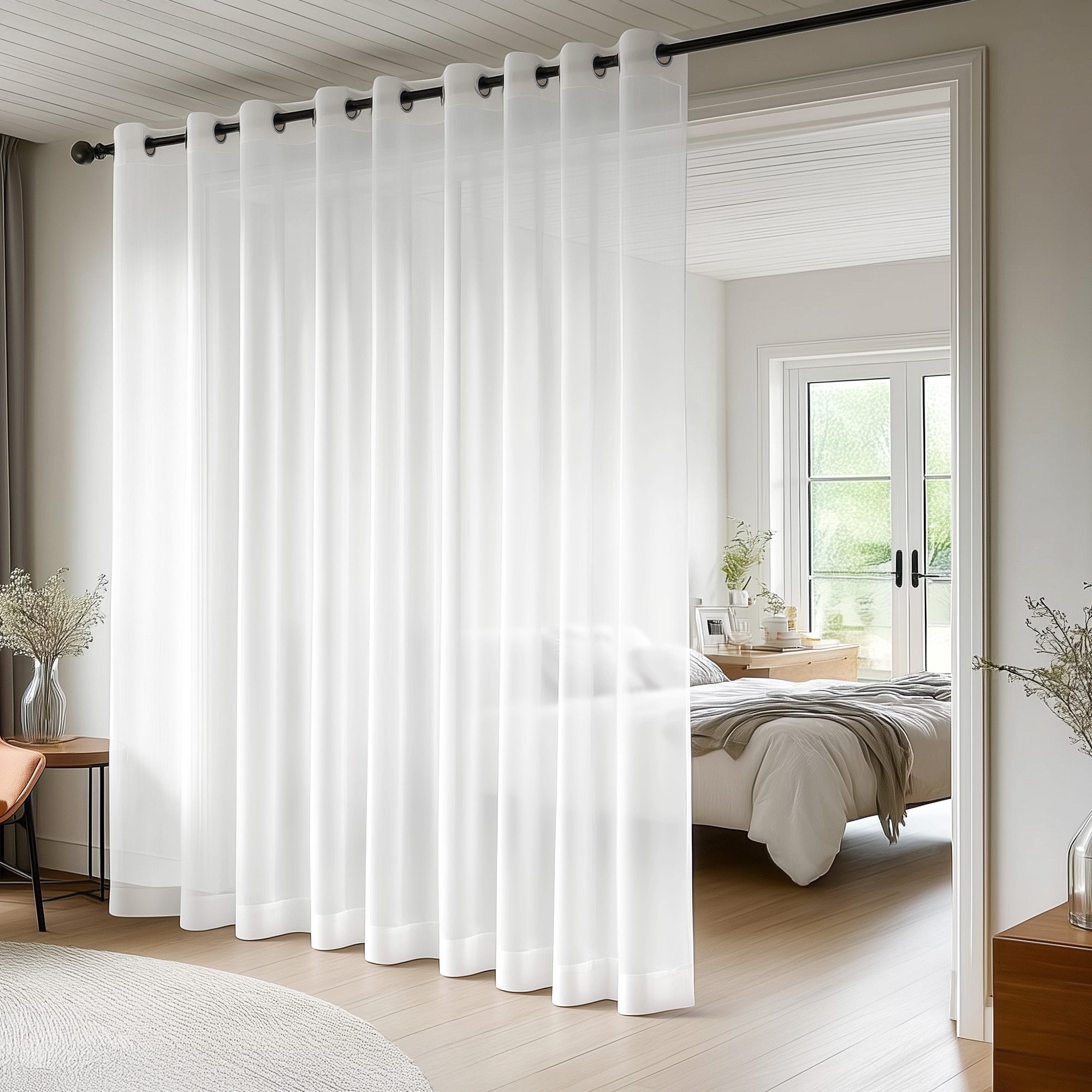 Deconovo Vorhang Transparent mit Ösen Stores Gardinen Wohnzimmer 1 Stück, Luftig Modern Store Dekoschals Schlafzimmer einfarbig pflegeleicht