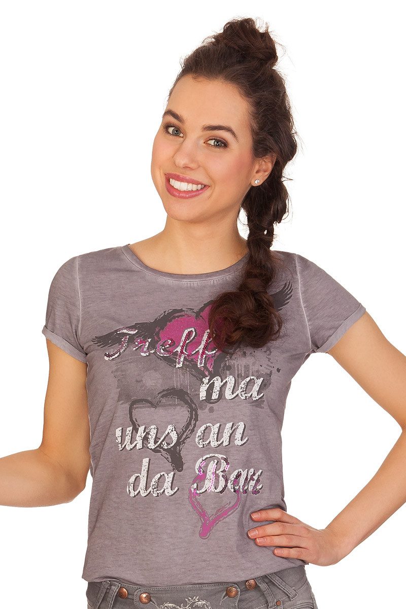 MarJo Trachtenshirt Trachtenshirt Damen - BAR - grau