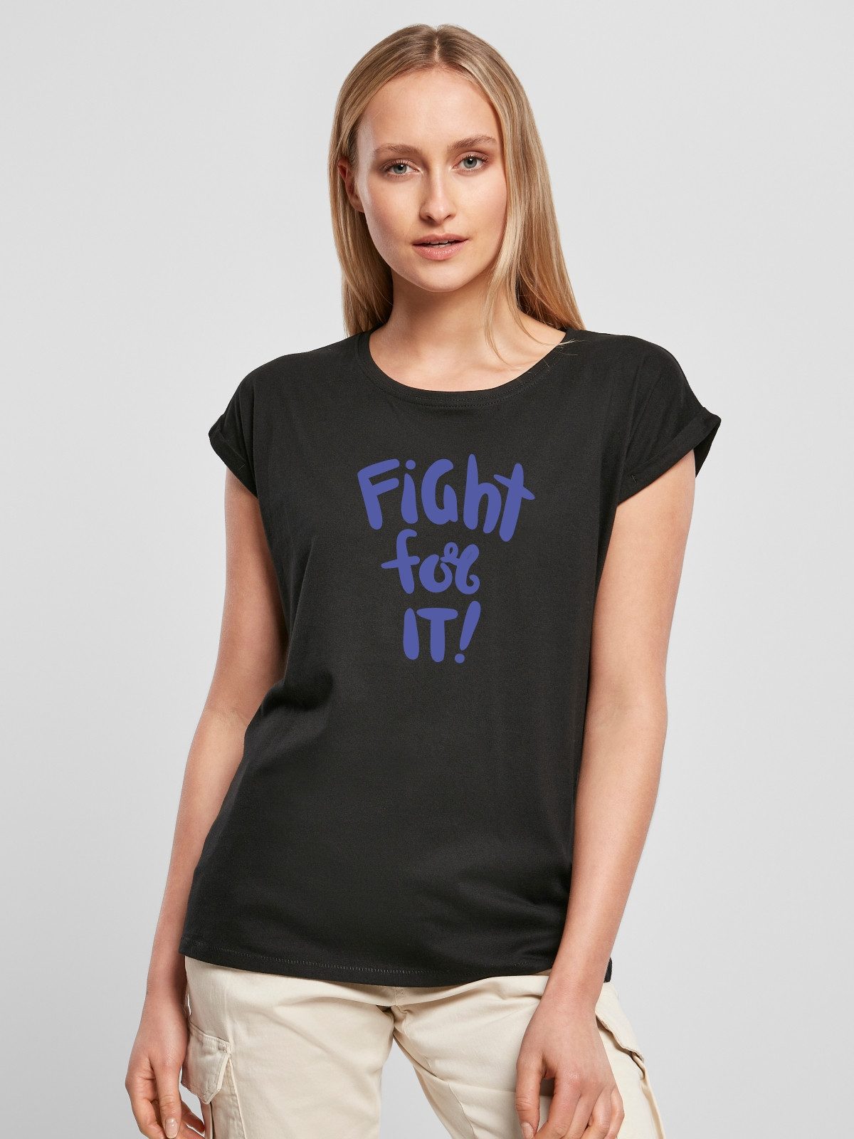 Be Famous Print-Shirt Classic Roll Up FIGHIT (1-tlg., keine)