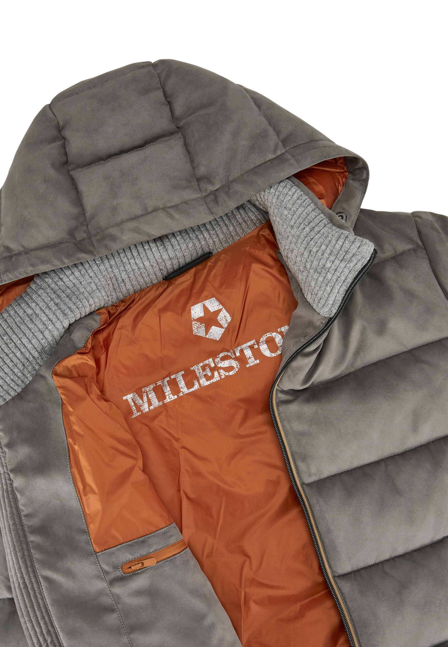 Milestone Steppjacke MSCaleb edles Microvelours mit Kapuze, atmungsaktiv und wasserabweisend