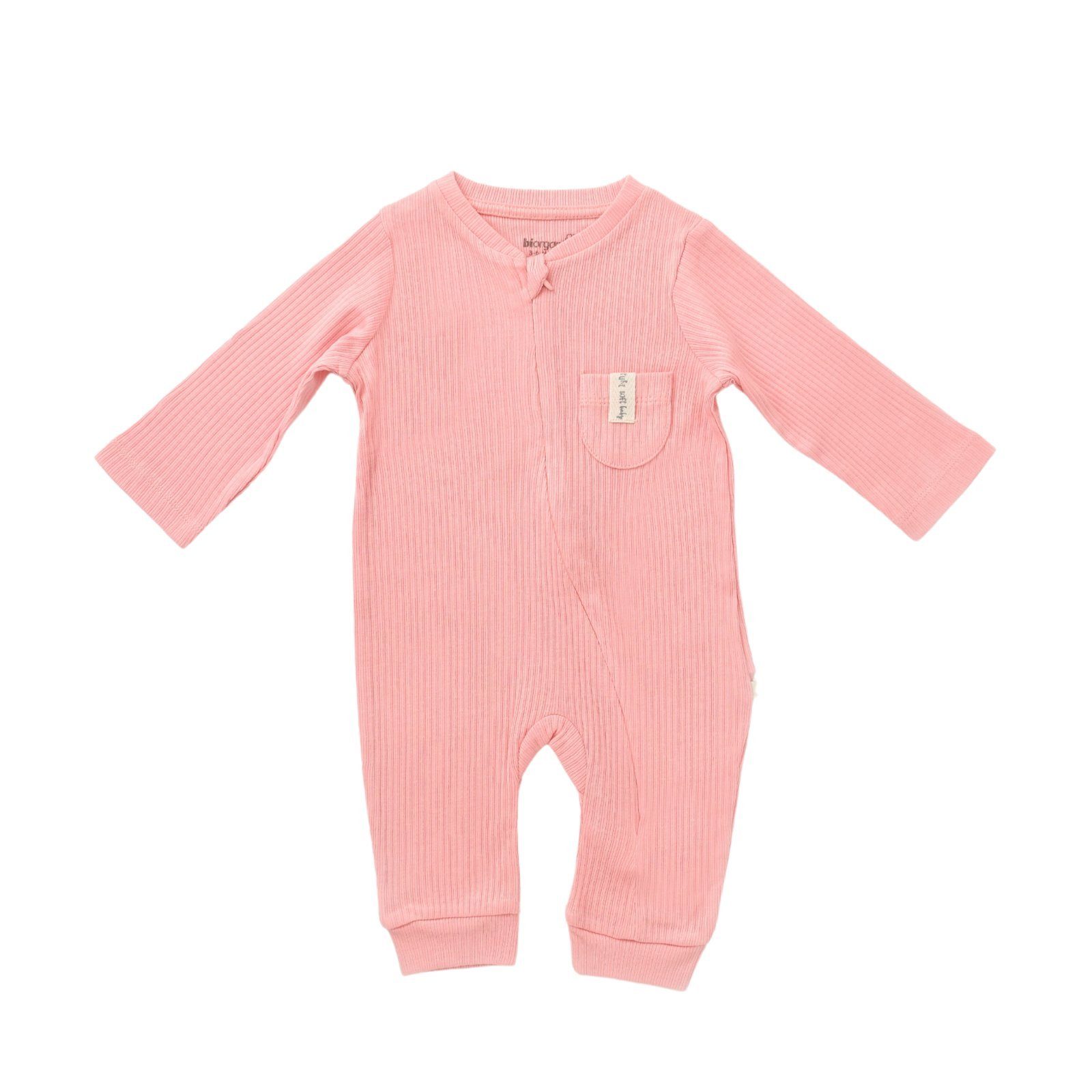 biorganic Strampler Baby Soft (1-tlg) 50% Unisex gerippte Mädchen rosa Größe und für 62-74 Jungen Langarm Modal Textilstruktur, Modal, Bio-Baumwolle, 50