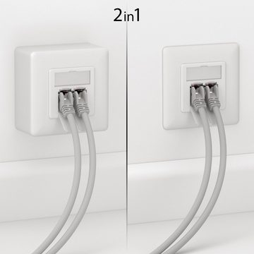 deleyCON deleyCON 3x CAT6a Netzwerkdose 2x RJ45 Port Geschirmt Aufputz Netzwerk-Adapter