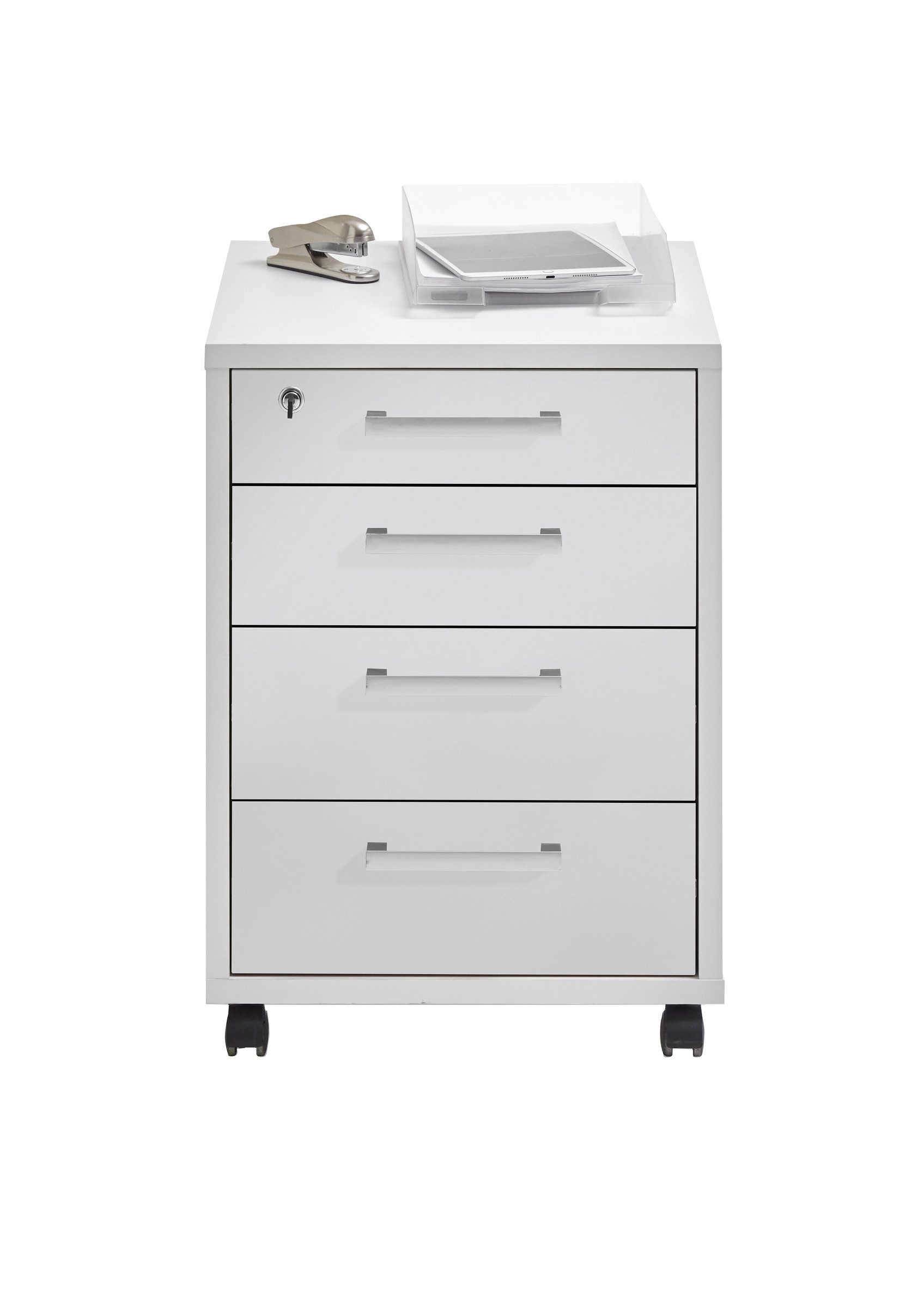 FMD Möbel Rollcontainer in Brillantweiß - 48x65,5x49,5cm (BxHxT)
