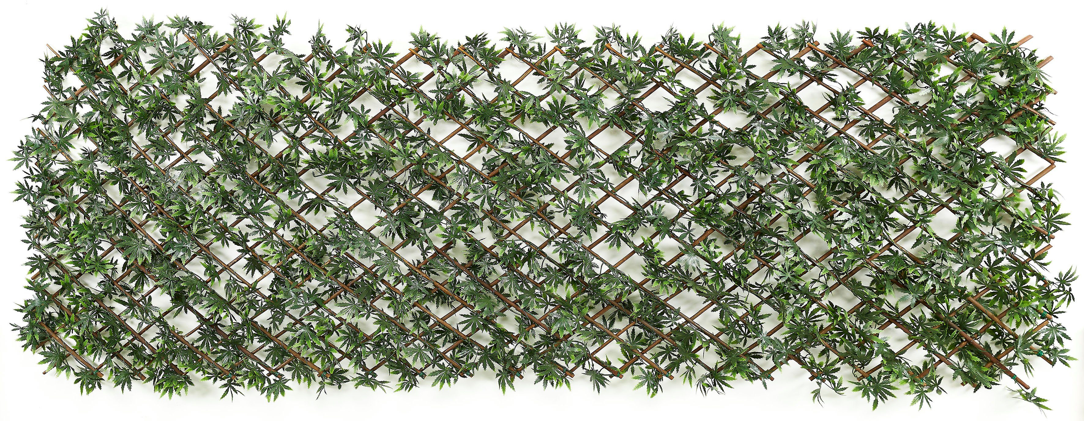Dekozaun Spalier Japan-Ahorn Blätter, GardenDeluxe living, Höhe 100 cm, ausziehbarer  Zaun, mit Kunstranke, natürliche Optik, Sichtschutz