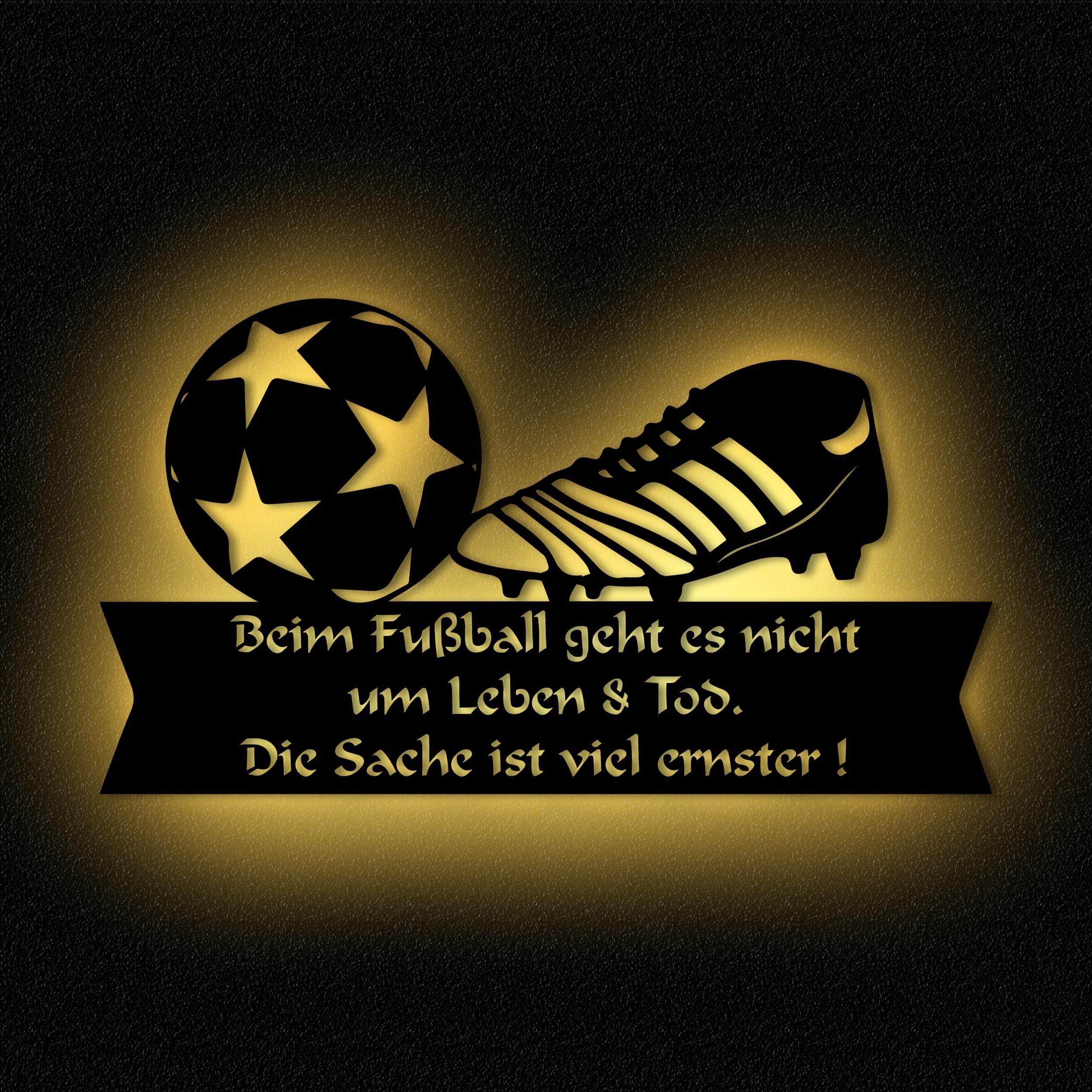 Namofactur LED Dekolicht LED Wandlampe Fußball Holz Wand Deko Lampe I Kinder & Erwachsene, Ohne Zugschalter/Stern, LED fest integriert, Warmweiß Unbehandelt