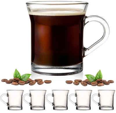 PLATINUX Latte-Macchiato-Glas Kaffeegläser mit Henkel, Glas, 220ml (max.280ml) Teegläser groß Glastassen spülmaschinenfest
