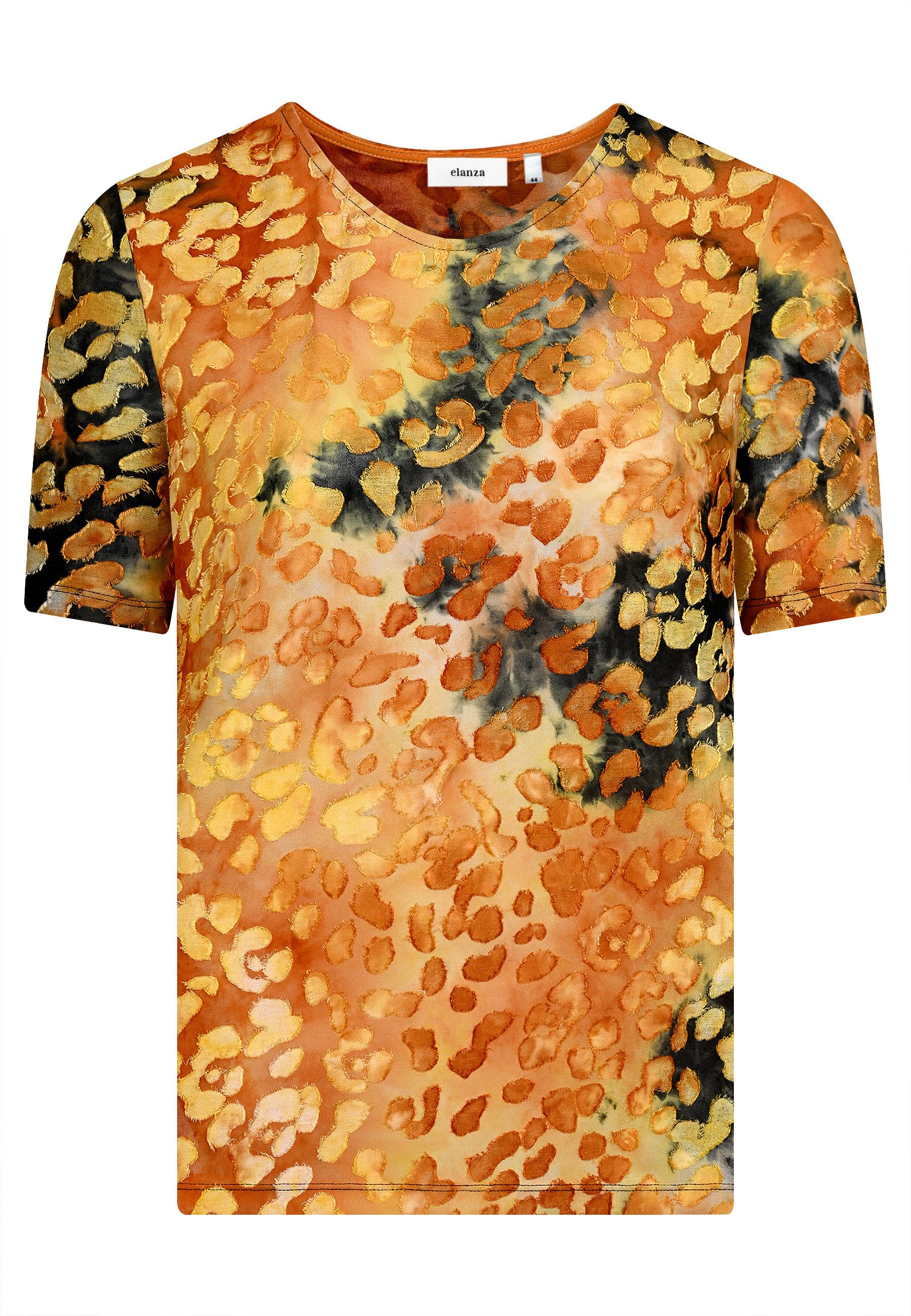 elanza T-Shirt Shirt mit Leo-Muster in Orange/Braun (1-tlg)