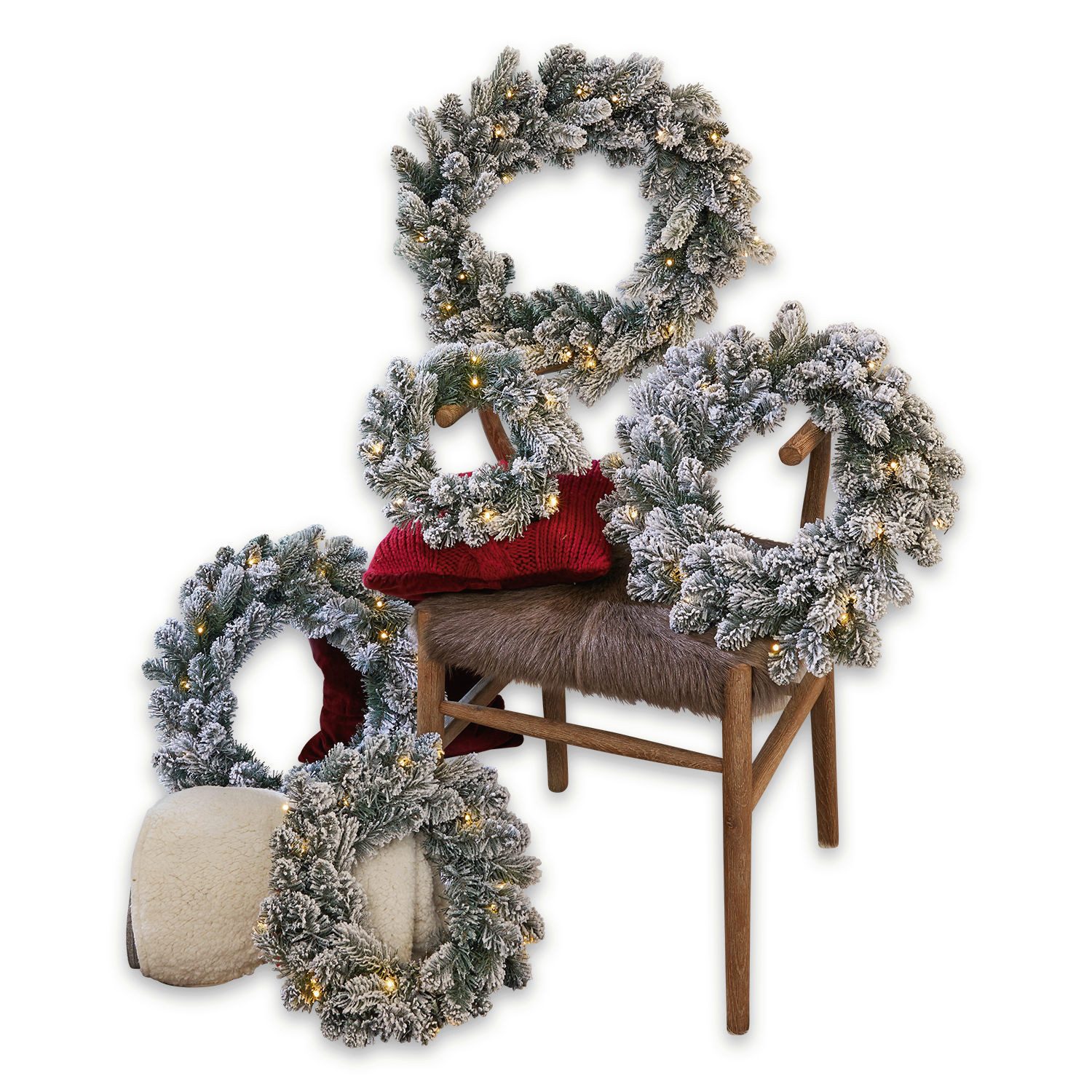 Mirabeau Dekokranz LED-Kranz 5er Set Ellaria grün/weiß günstig online kaufen