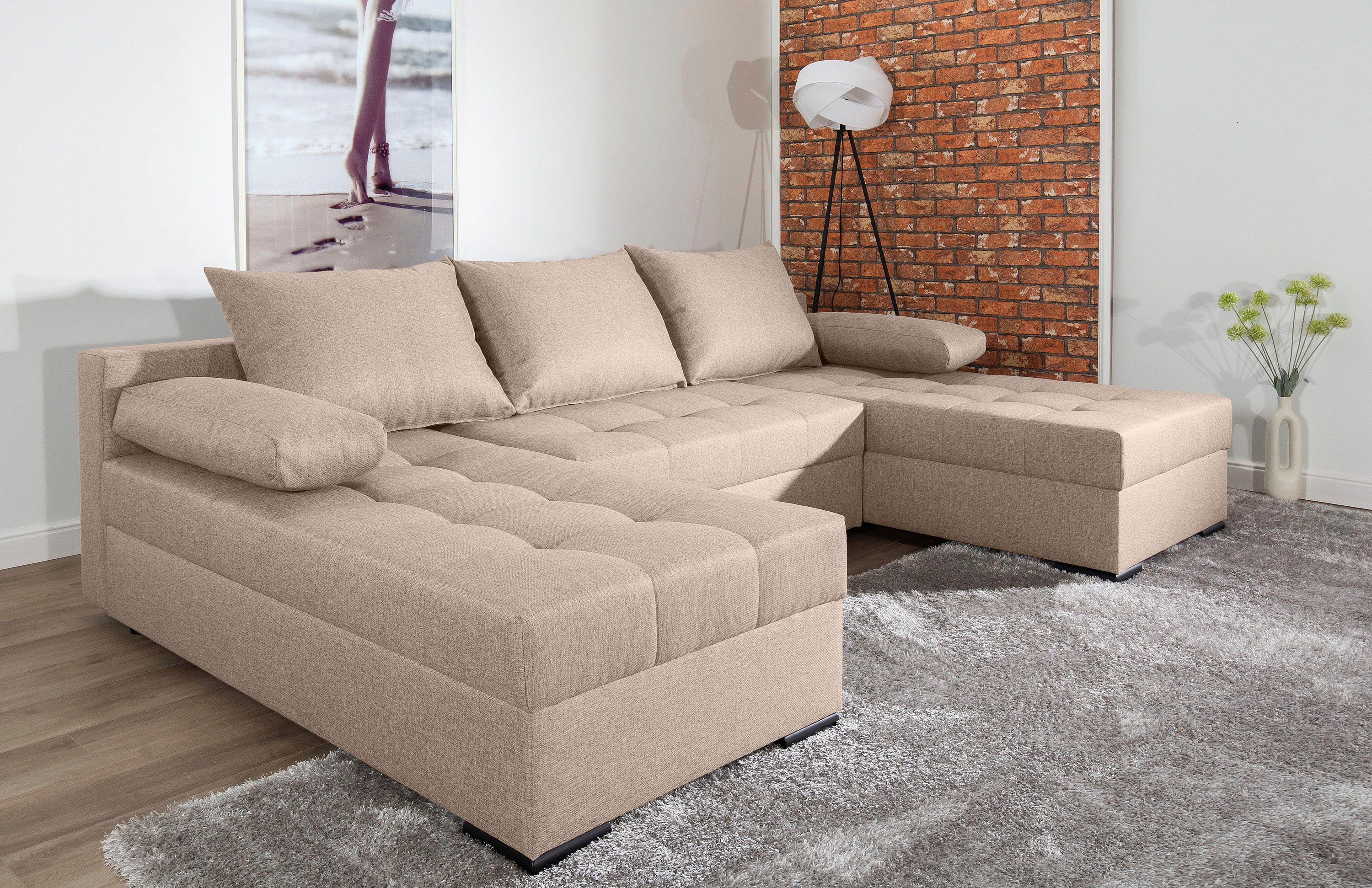 COLLECTION AB Wohnlandschaft Josy U-Form, B: 269 cm, mit Bettfunktion & Bettkasten, Federkern