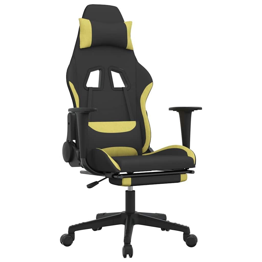 vidaXL Gaming-Stuhl Gaming-Stuhl mit Massage & Fußstütze Schwarz und Hellgrün Stoff (1 St)