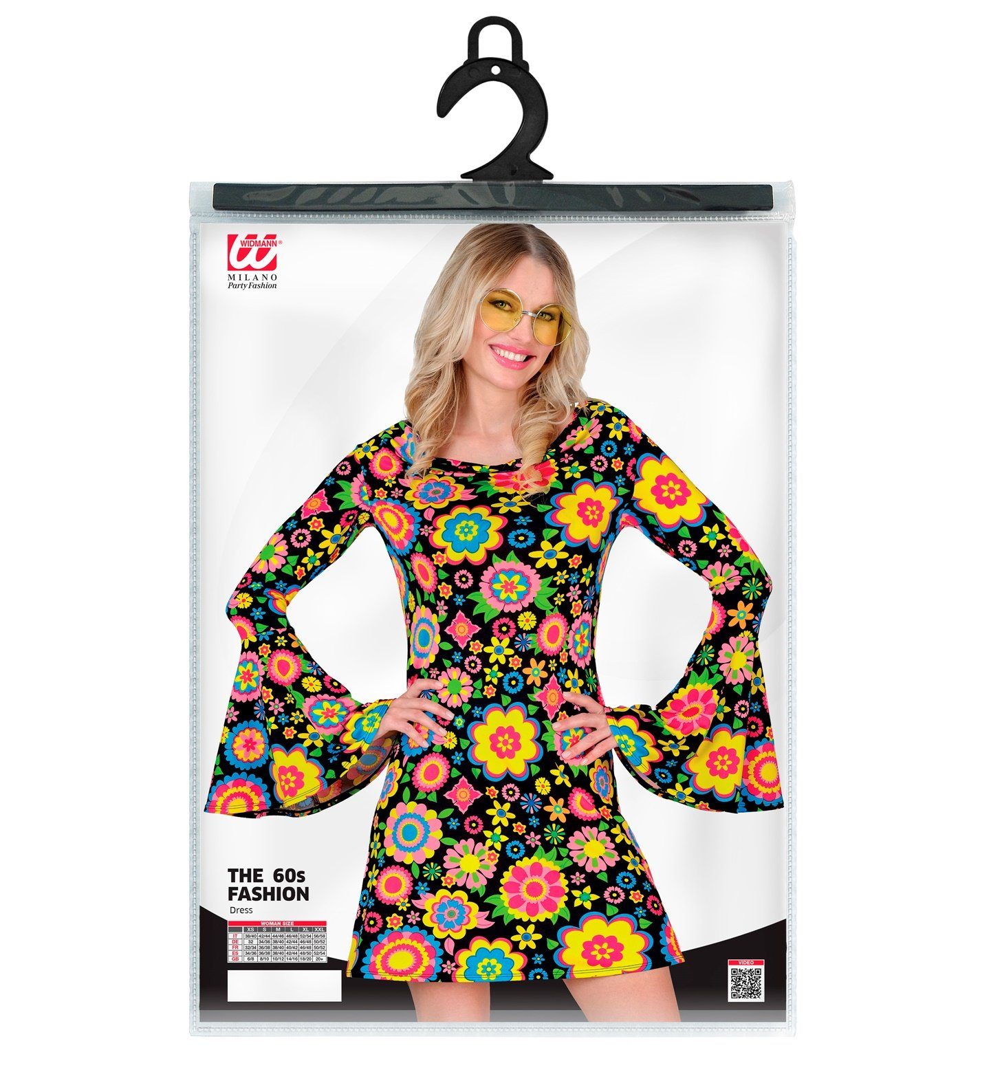 Widmann S.r.l. Kostüm Retro Damen Kleid 'Colorful Flowers', Mehrfarbig