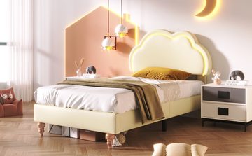 OKWISH Polsterbett Jugendbett Kinderbett (ohne Matratze), mit Lattenrost und Verstellbares Kopfteil, 90 x 200 cm
