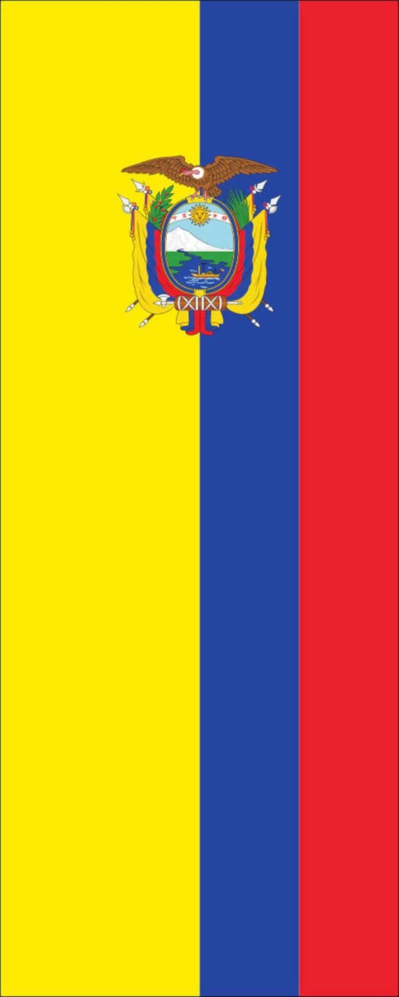 flaggenmeer Flagge Flagge Ecuador mit Wappen 110 g/m² Hochformat