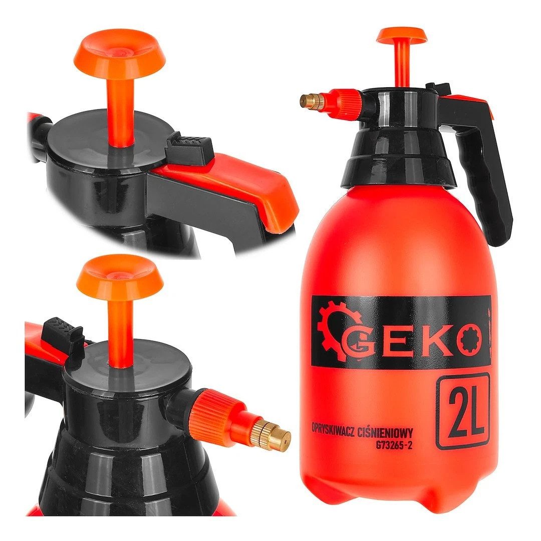 GEKO Gartenspritze Handsprüher Drucksprüher 2L Sprühflasche Garten Pflanzen Haushalt, (Einzelartikel, 1-St., Einzelartikel), Verstellbare Düse Einhandbedienung Handpumpe Sprühnebel und Strahl