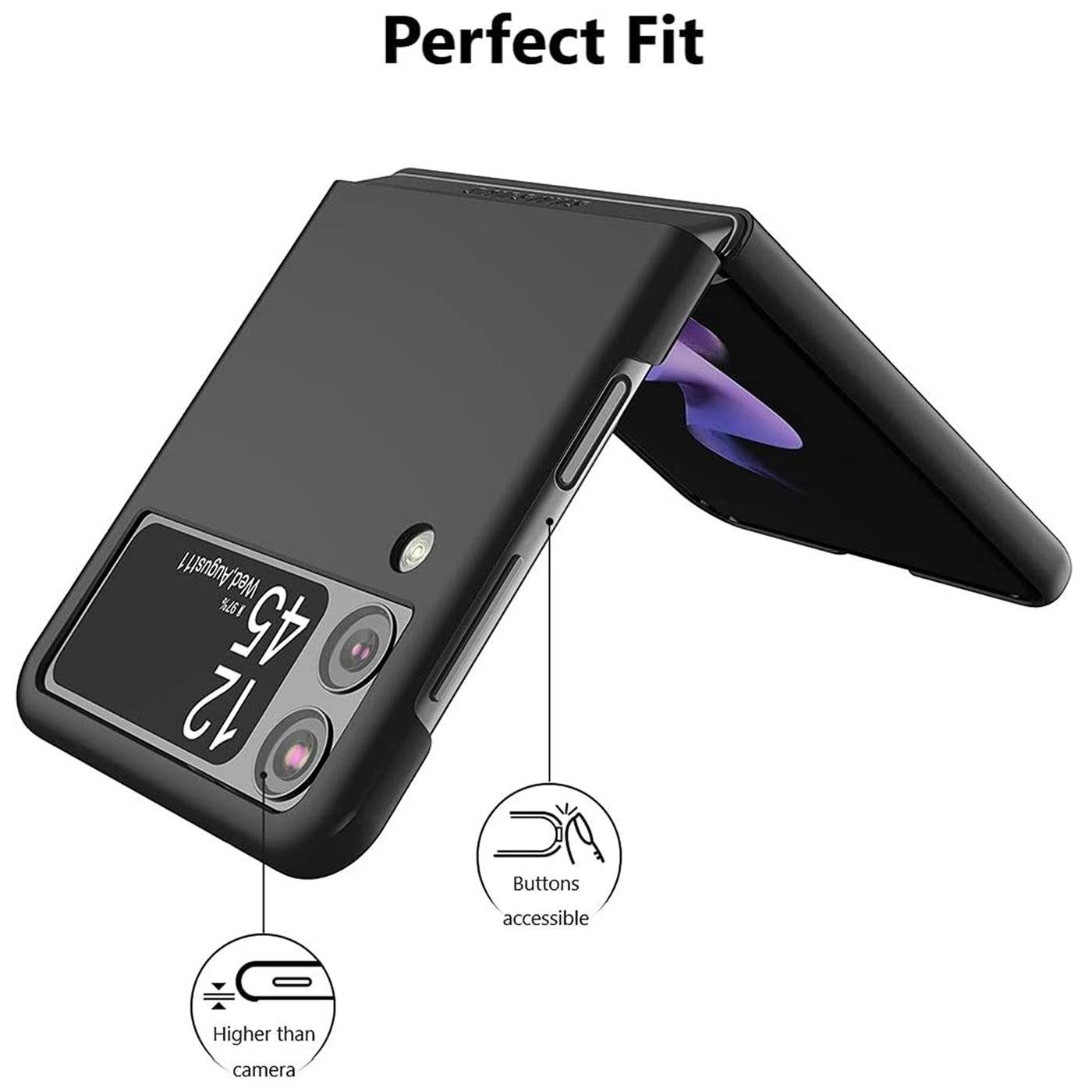 CoolGadget Handyhülle Black Series Handy Hülle für Samsung Galaxy Z Flip 3 6,7 Zoll, Edle Silikon Schlicht Schutzhülle für Samsung Z Flip 3 5G Hülle – Bild 4 von 5