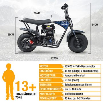 HomeMiYN Dirt-Bike Mini-Dirt-Bike für Kinder, 105 cc,gasbetriebenes Offroad-Motorrad