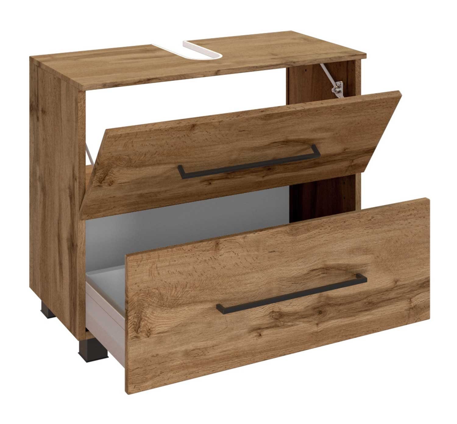 HELD MÖBEL Waschbeckenunterschrank LUZERN, B 70 x H 54 cm, Eichedekor, mit Soft-Close-Funktion, stehend und hängend montierbar