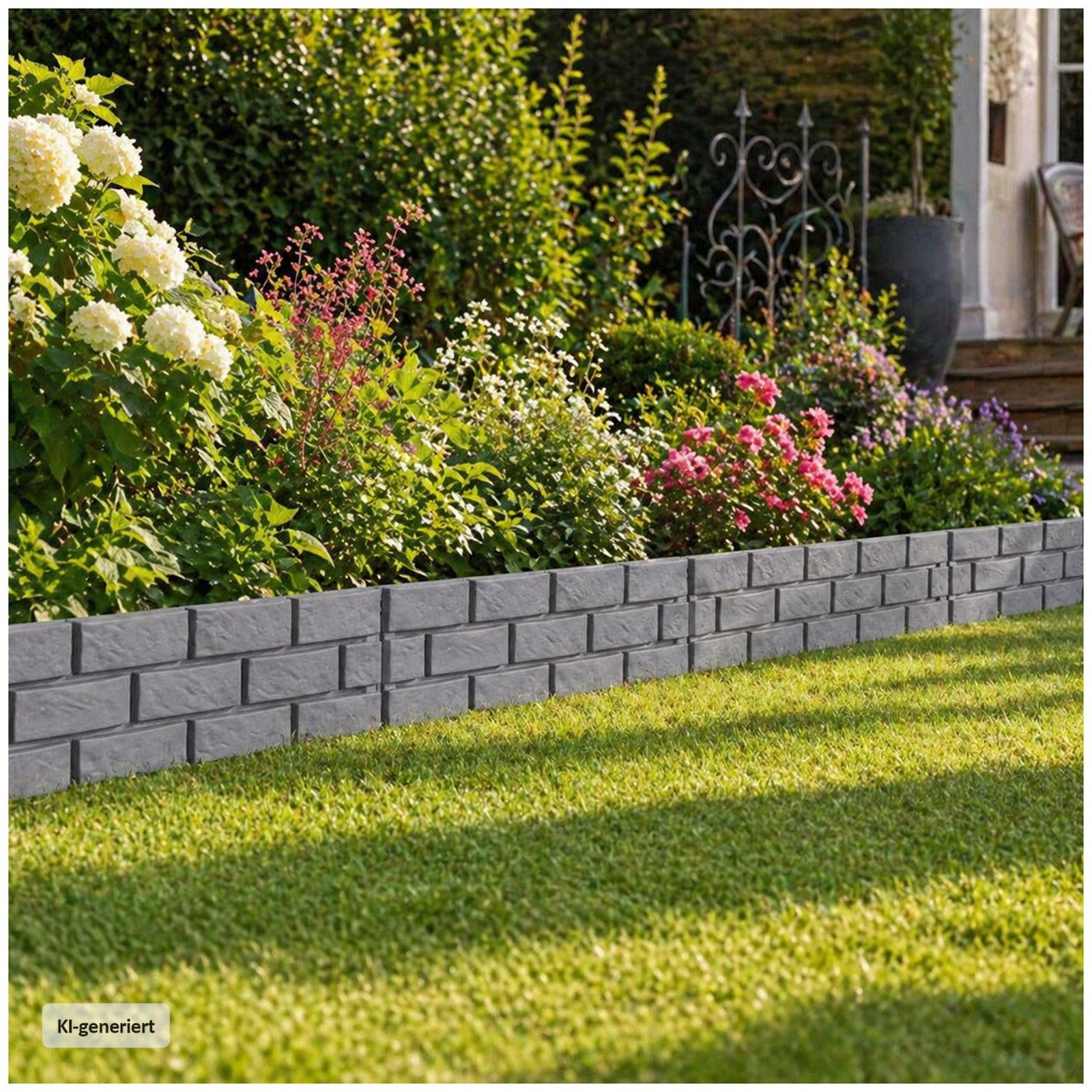 HTI-Living Beetumrandung Beeteinfassung Steinmauer 4-teilig Nessa, LxH: 45x29 cm, Set, 4 Module, Beetbegrenzung Beetumrandung