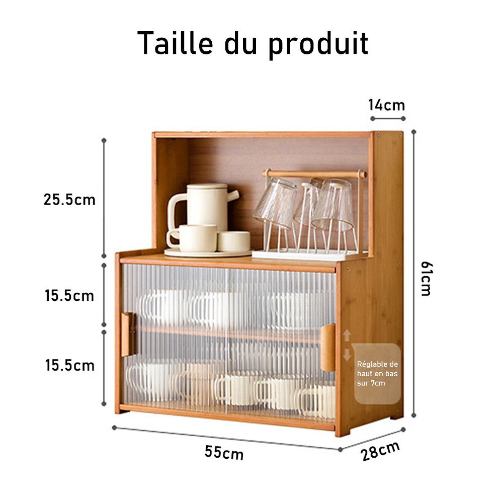 NUODWELL Küchenbuffet Küchenschrank Bambus, Aufbewahrungsschrank mit 2 Schi günstig online kaufen