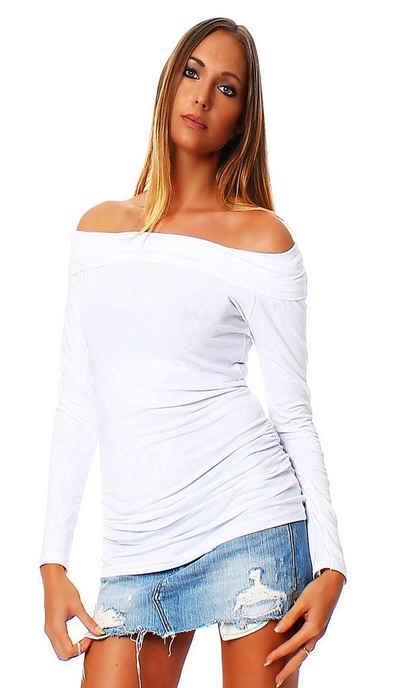 Mississhop Carmenshirt Damen Carmenshirt Schulterfrei Langarmshirt Veg.