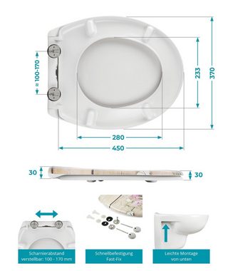 Calmwaters WC-Sitz Motiv Landhaus, Motiv Wild Flower, Duroplast, Absenkautomatik, Abnehmbar, 26LP5390