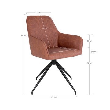 LebensWohnArt Stuhl Moderner Drehstuhl BORA Esszimmerstuhl - Vintage-Braun