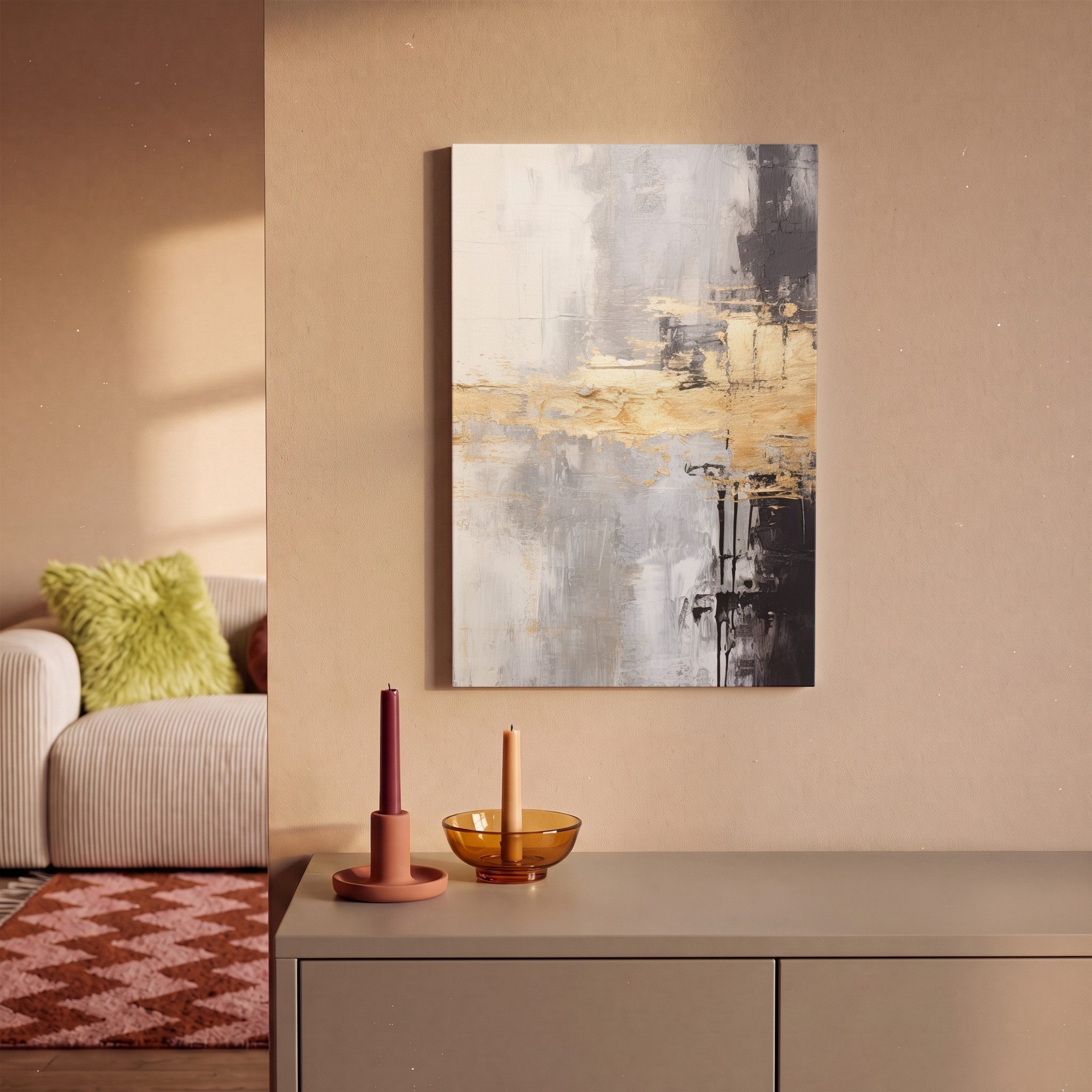 OneMillionCanvasses® Leinwandbild Gold - Luxus - Acryl - Kunst, Fotodruck (1 St), Leinwand Canvas Wandbild, Wanddekoration 20x30 cm – Bild 2 von 5