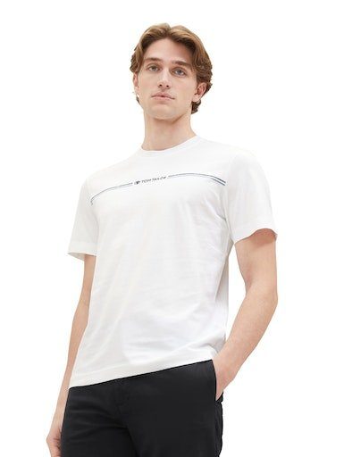 mit white TOM TAILOR Logofrontprint T-Shirt