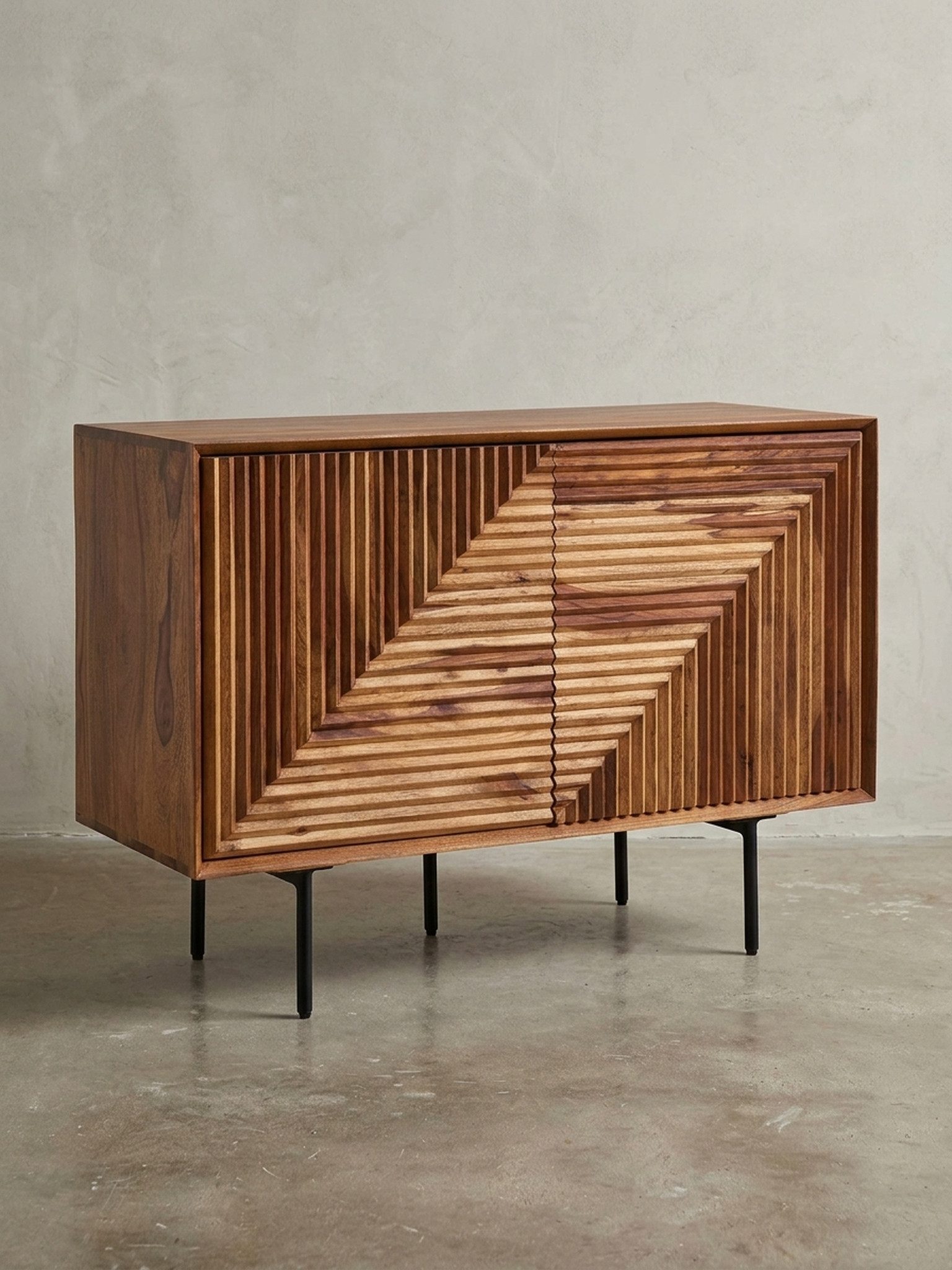 KADIMA DESIGN Kommode Sideboard 100x71x40 cm Massivholz / Metall Anrichte Kommode, mit zwei Türen, Kommodenschrank Holz Modern, Standschrank Wohnzimmer