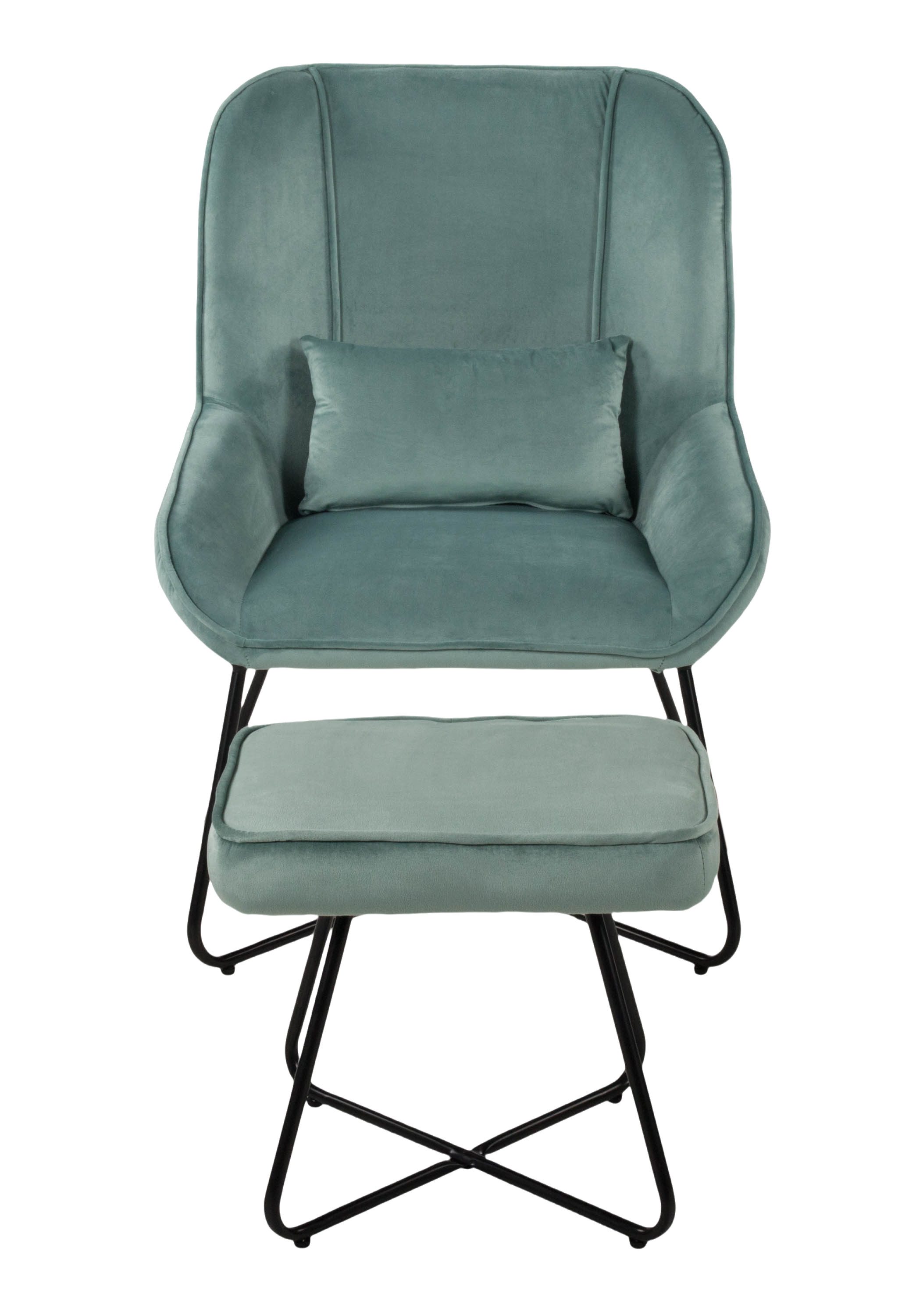 Duo Collection Loungesessel Algona, Relaxsessel mit Hocker, Samt-Optik, Cocktailsessel