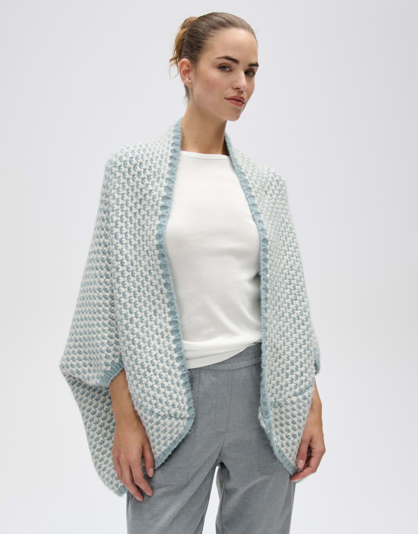 OPUS Cape Amaryllis boho aus pflegeleichtem Material Lässiger Überwurf mit strukturierter Waffeloptik