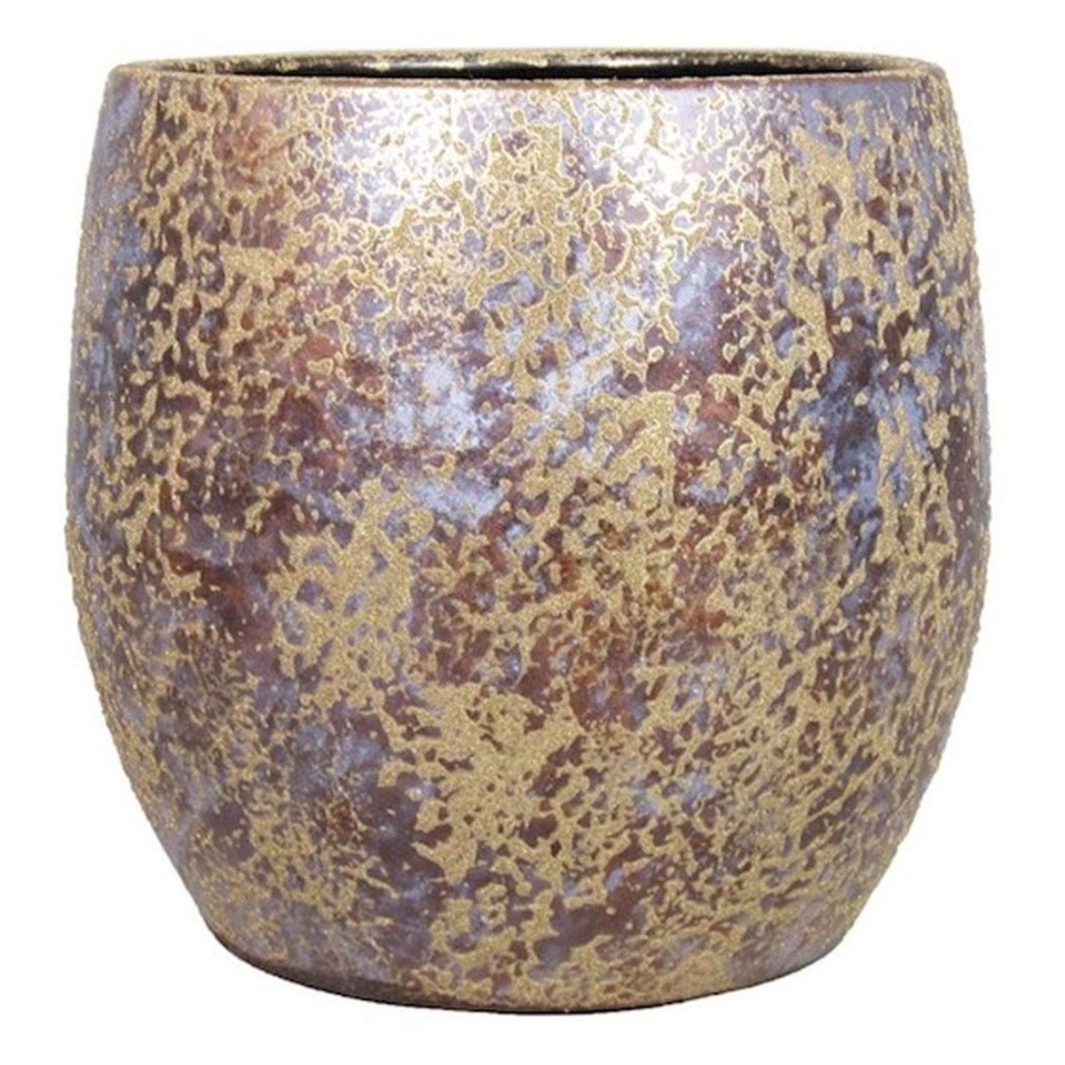 INNA-Glas Blumentopf Vintage Pflanztopf Mago aus Keramik, Wischoptik, Gold, 17 cm, Ø 19 cm