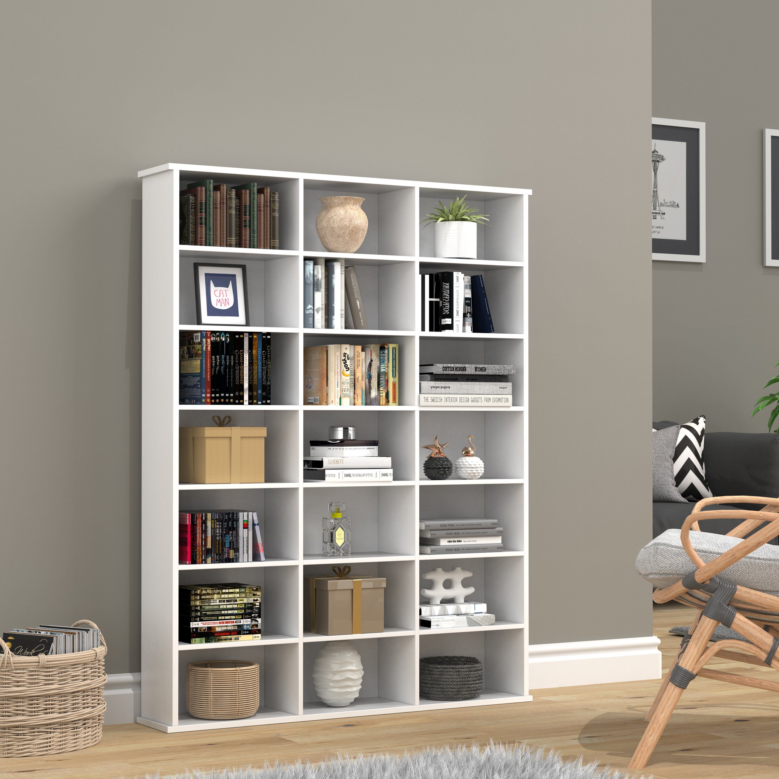 VCM Standregal Holz CD DVD Standregal Bücherregal Regal Megosa M