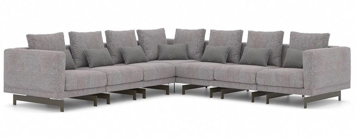 Xlmoebel Ecksofa Designer Eckcouch in Grau aus hochwertigem Textil mit modernem Design, Hergestellt in Europa