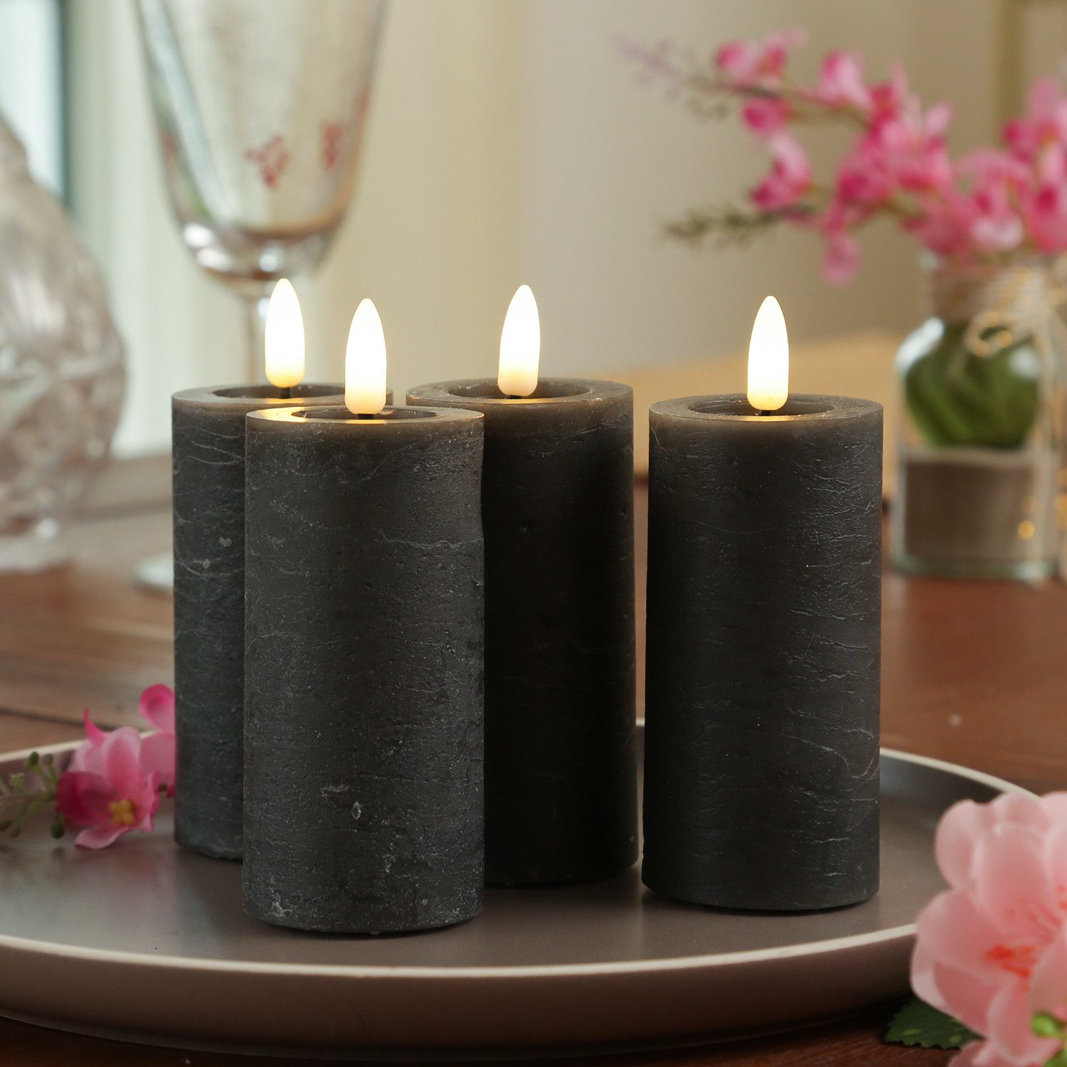 MARELIDA LED-Kerze LED Kerzenset LINA Rustik Optik für Adventskranz D: 5cm günstig online kaufen