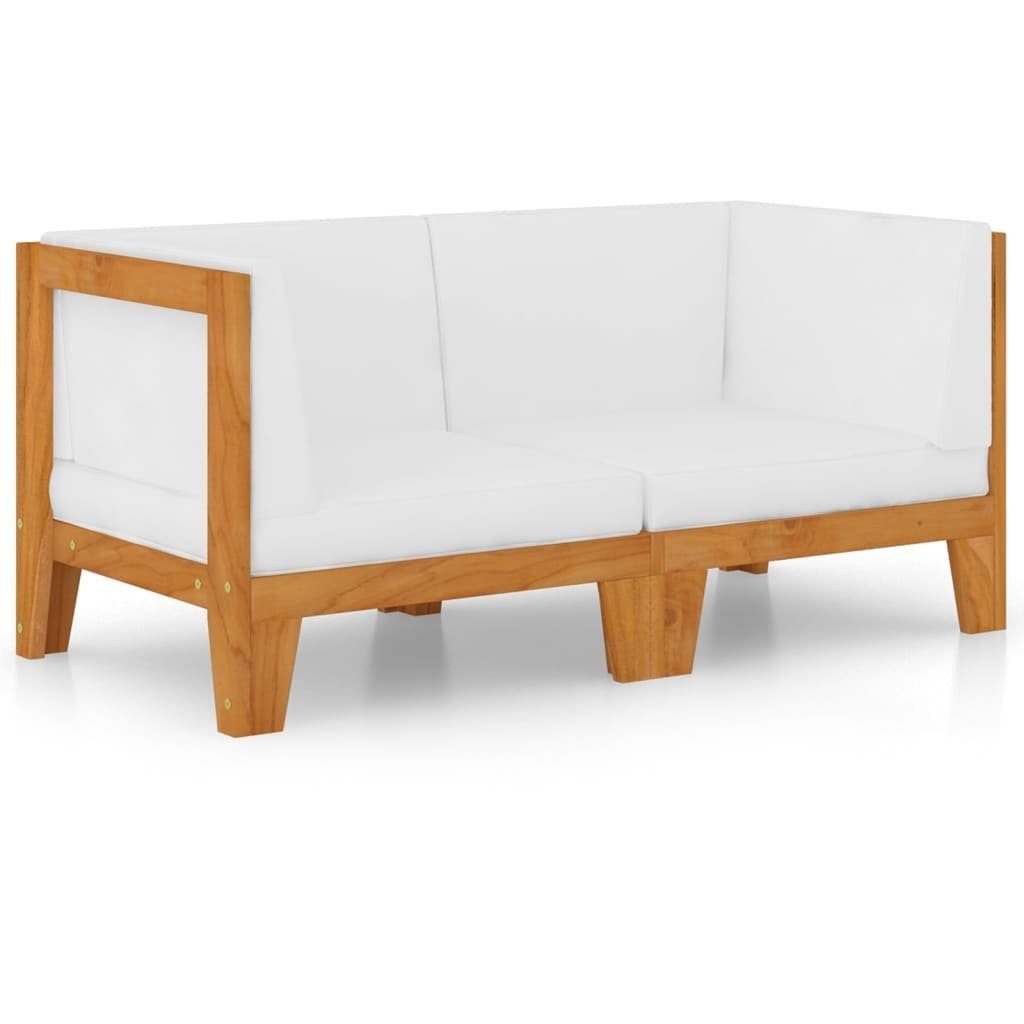 vidaXL Gartenlounge-Set 2-Sitzer-Sofa mit Cremeweißen Kissen Massivholz, (1-tlg)