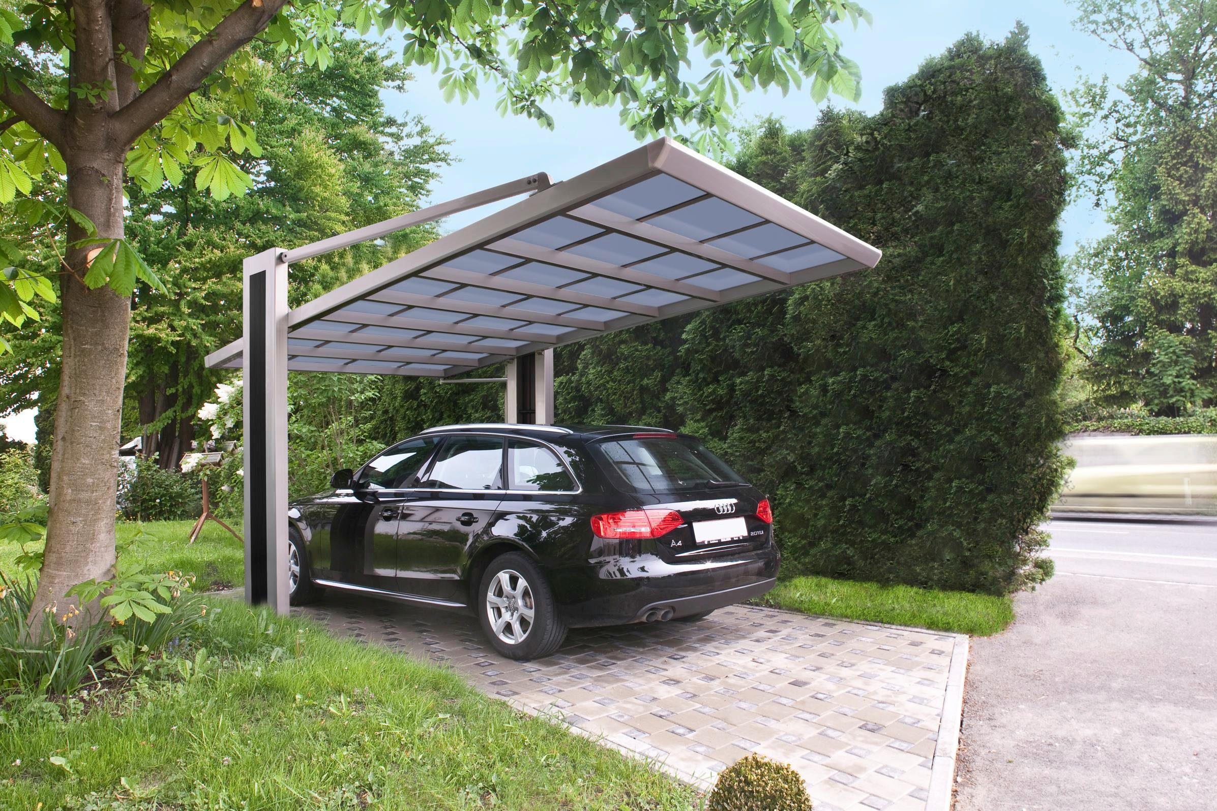 Ximax Einzelcarport My-Port Typ 2558 Typ 150 Sonderhöhe-Edelstahl-Look, BxT: 245x579 cm, 245 cm Einfahrtshöhe, Aluminium | Carports