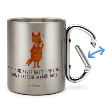 Mr. & Mrs. Panda Tasse Fuchs Lord - Transparent - Geschenk, Becher, Motivation Spruch, Edels, Edelstahl, Karabinerhaken