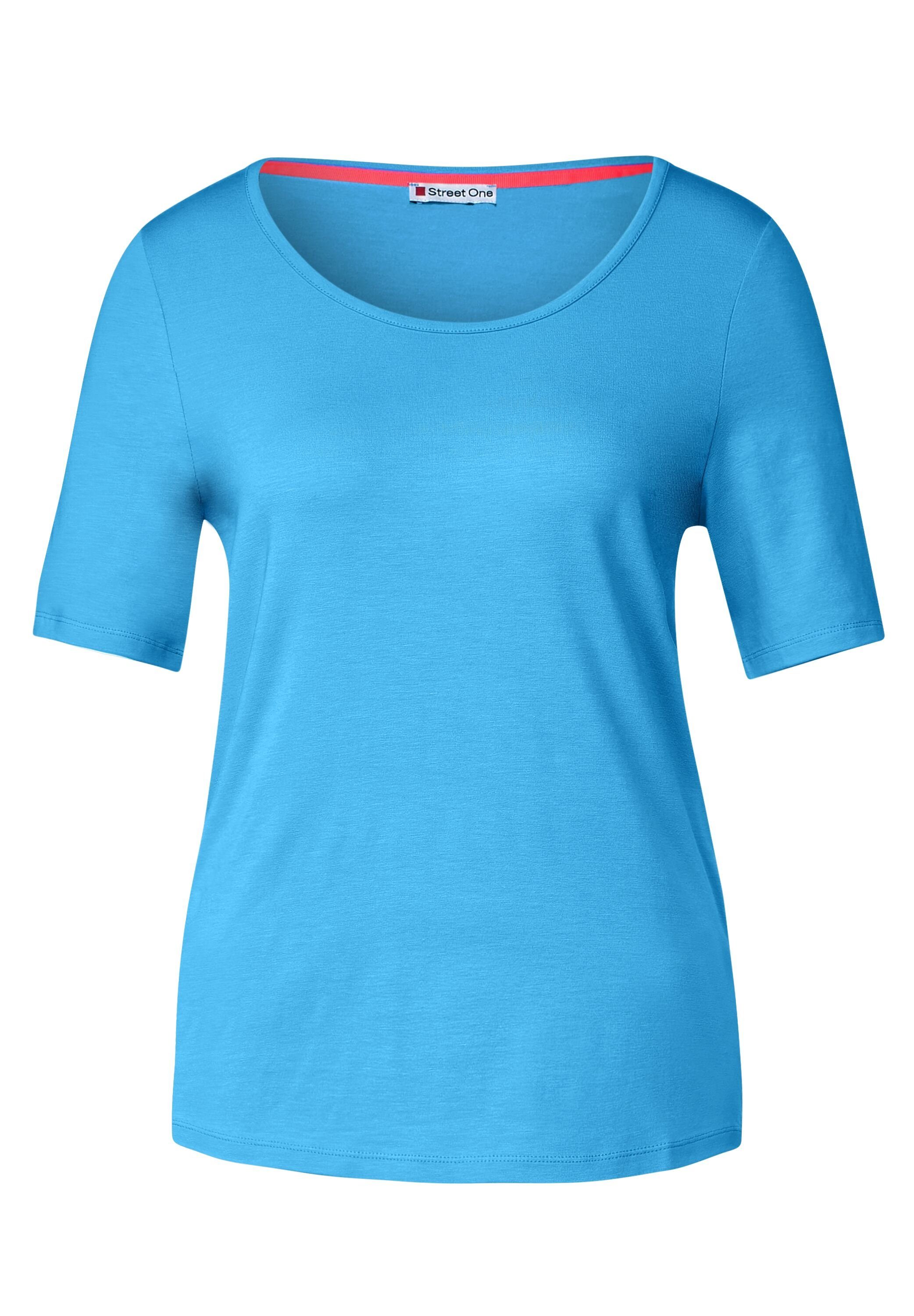 STREET ONE T-Shirt in Unifarbe blue splash