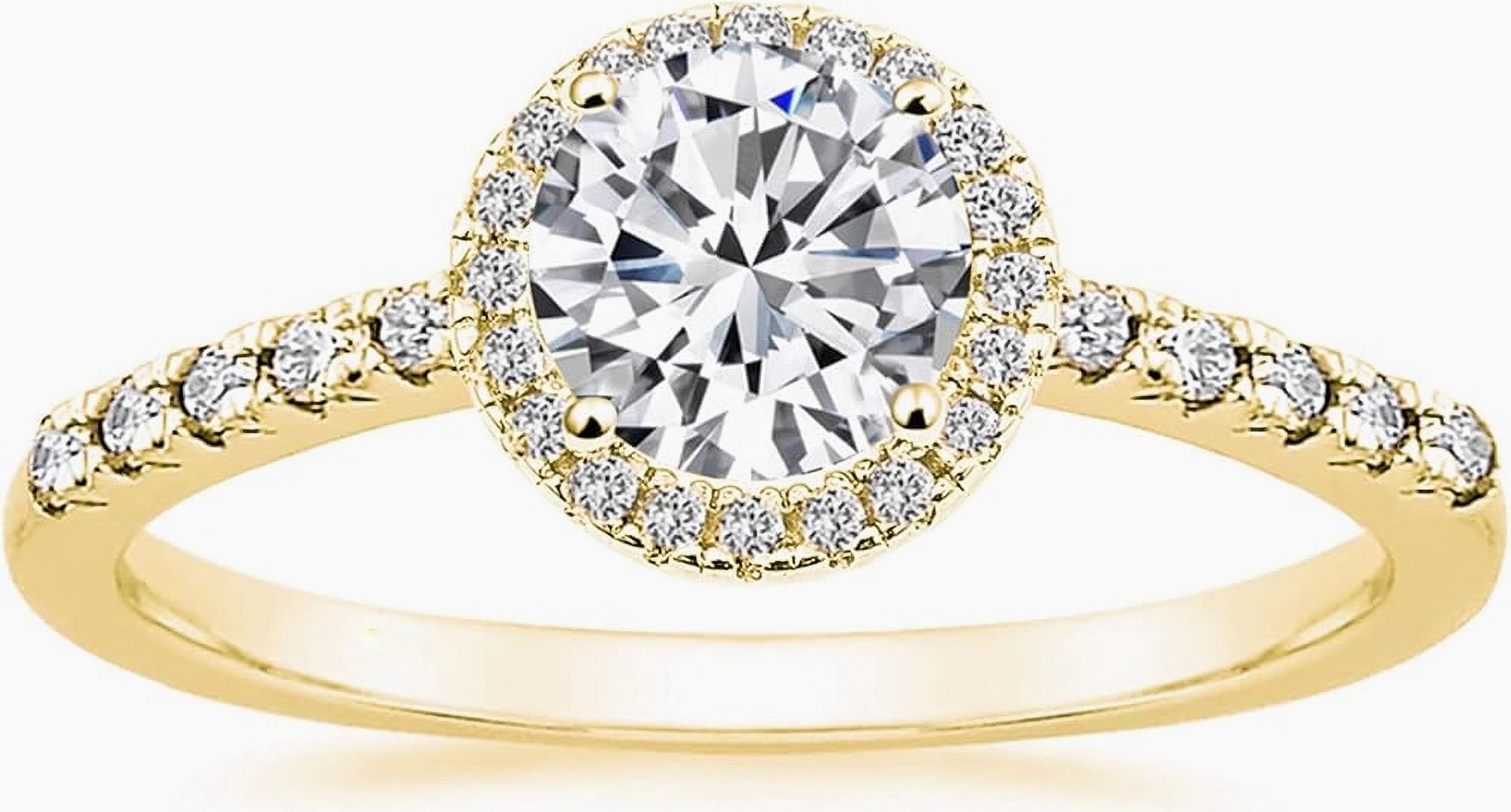 Jumpeak Diamantring 585 Gold, 1,25ct runder Diamant im Brillantschliff, Verlobungsring, E,vvs2,3EX,IGI-Zertifikat,ring damen,geschenk