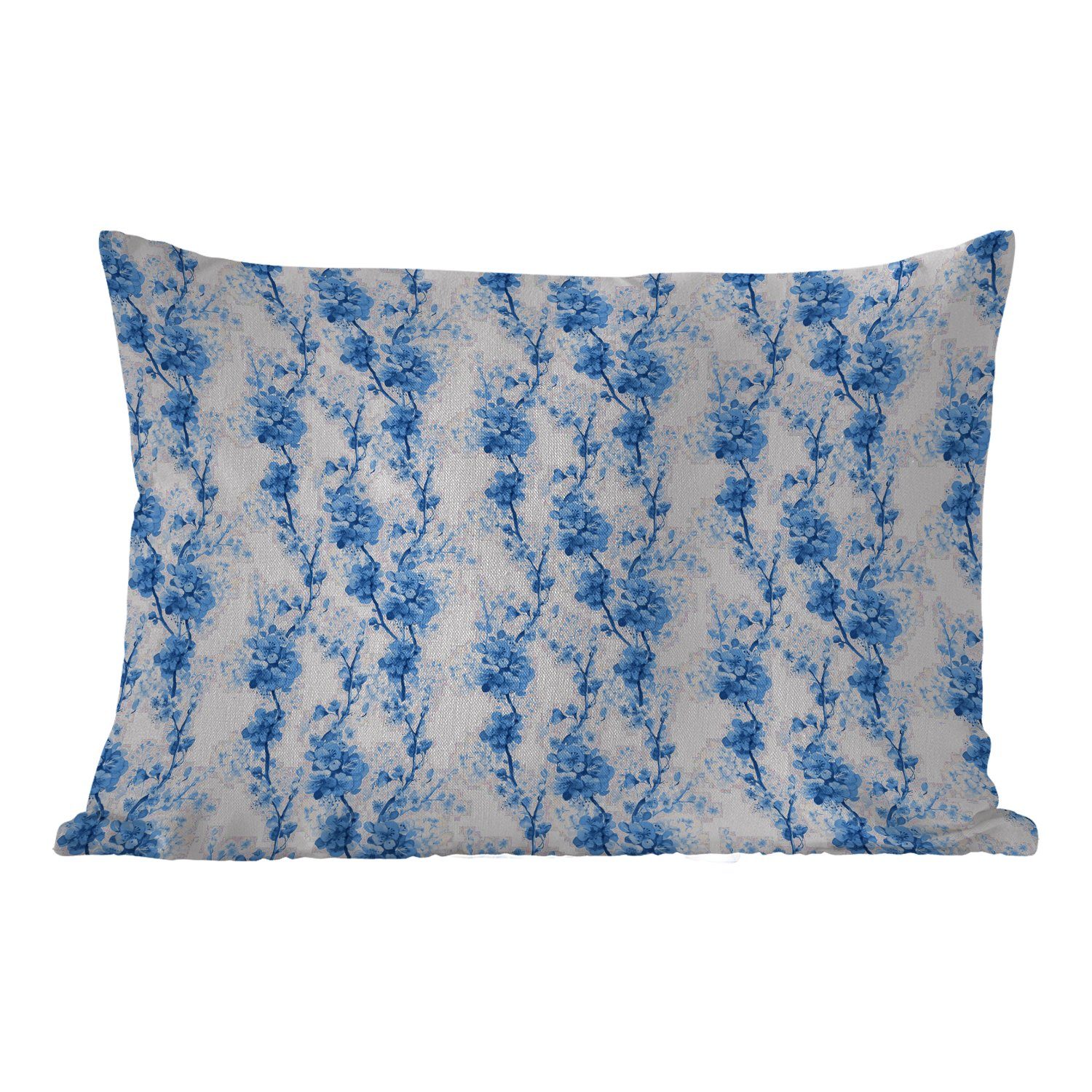Muster - Blau, Dekokissenbezug, Kissenhülle Polyester, - MuchoWow Outdoor-Dekorationskissen, - Dekokissen Blumen Blüte