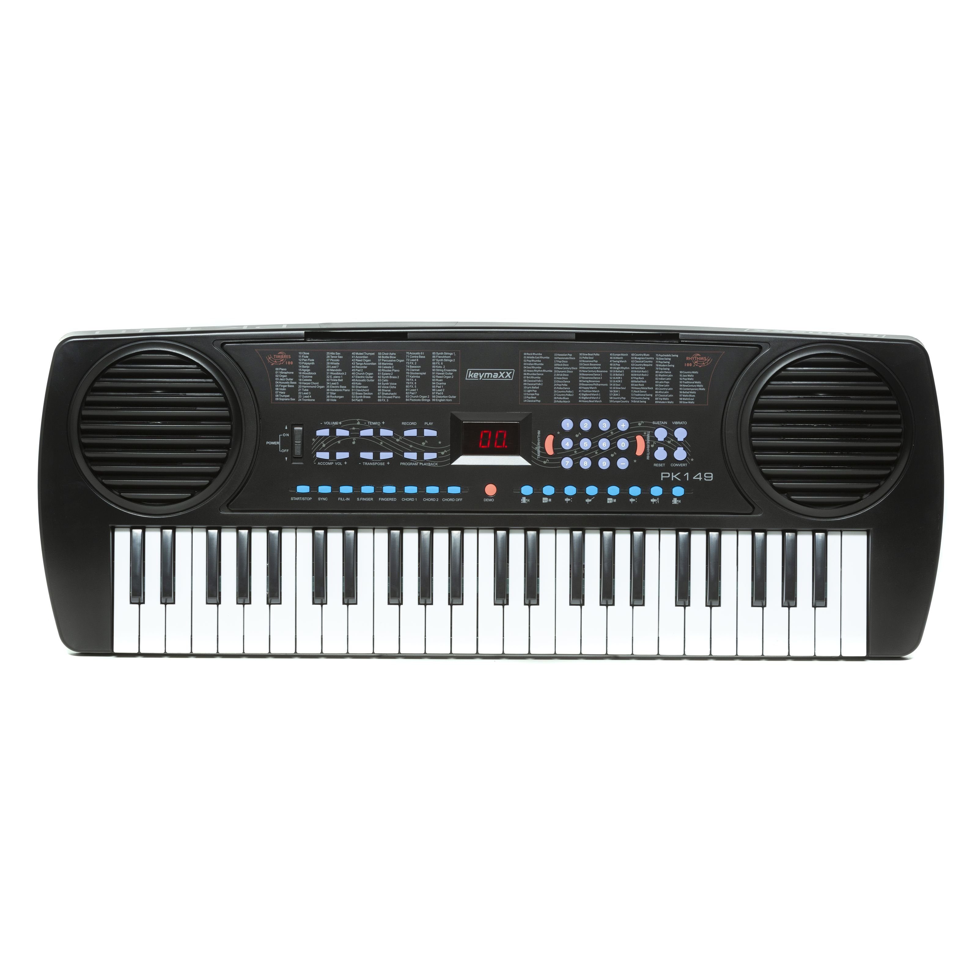 keymaXX Home-Keyboard (Kinder Keyboard mit 49 Tasten Mikrofon Notenhalter Effekte Aufnahmefunktion und 8 Demo Songs Keyboard lernen für Anfänger und Kinder schwarz PK 149, Keyboards, Home Keyboards), Kinder Keyboard, Keyboard lernen, Keyboard für Anfänger