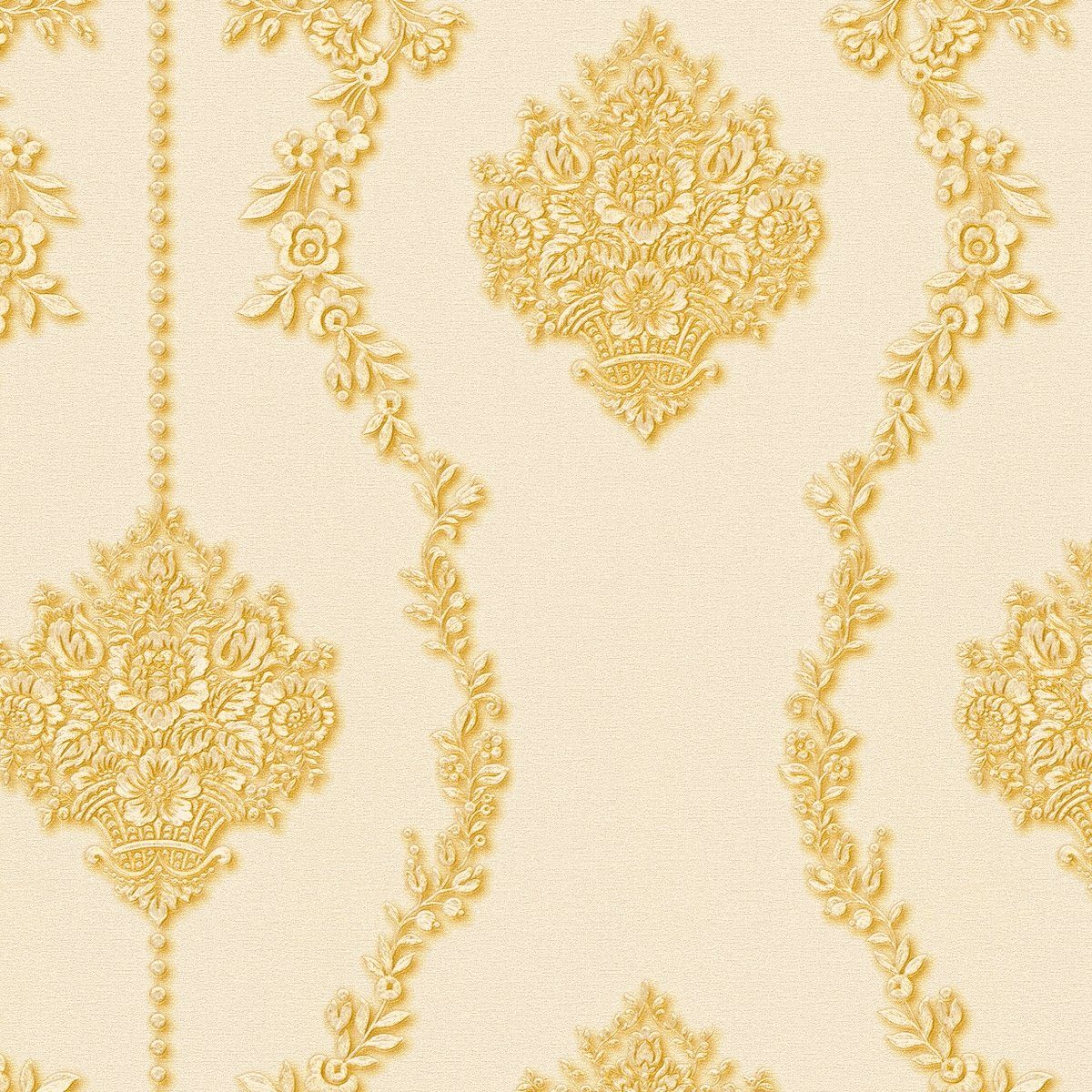 A.S. Création Vinyltapete, Barocktapete 344934 Design Wandtapete Tapete 5 Gelb Barock Château