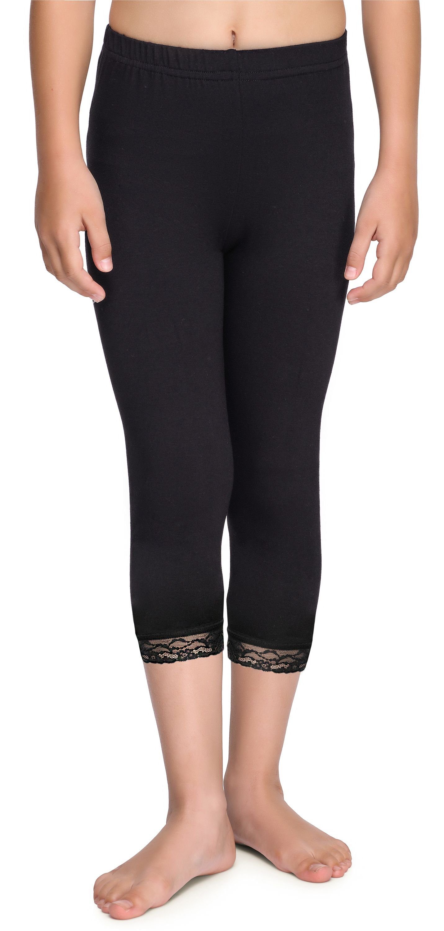 Merry Style Leggings Mädchen 3/4 Capri Leggings MS10-293 (1-tlg) elastischer Bund Schwarz